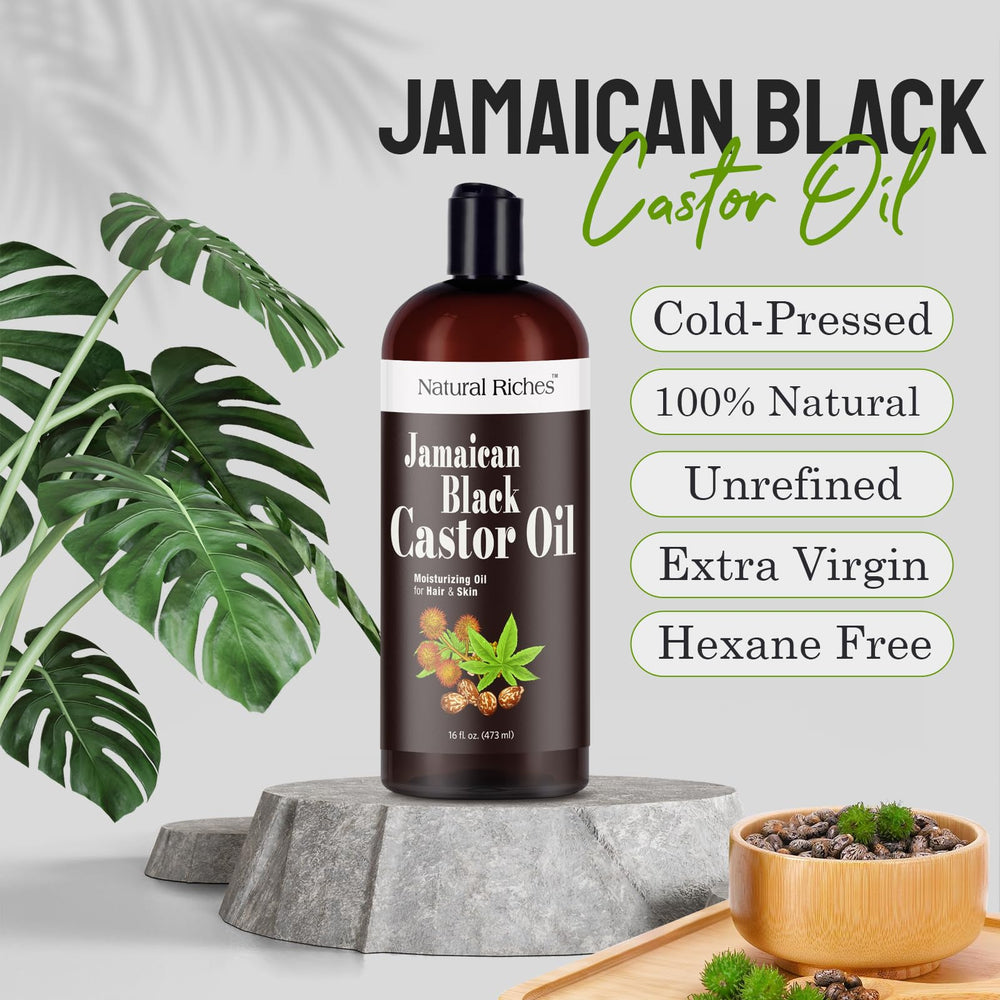 Natural Riches Aceite de Castor Negro Jamaicano aroma suave para cuidado diario.