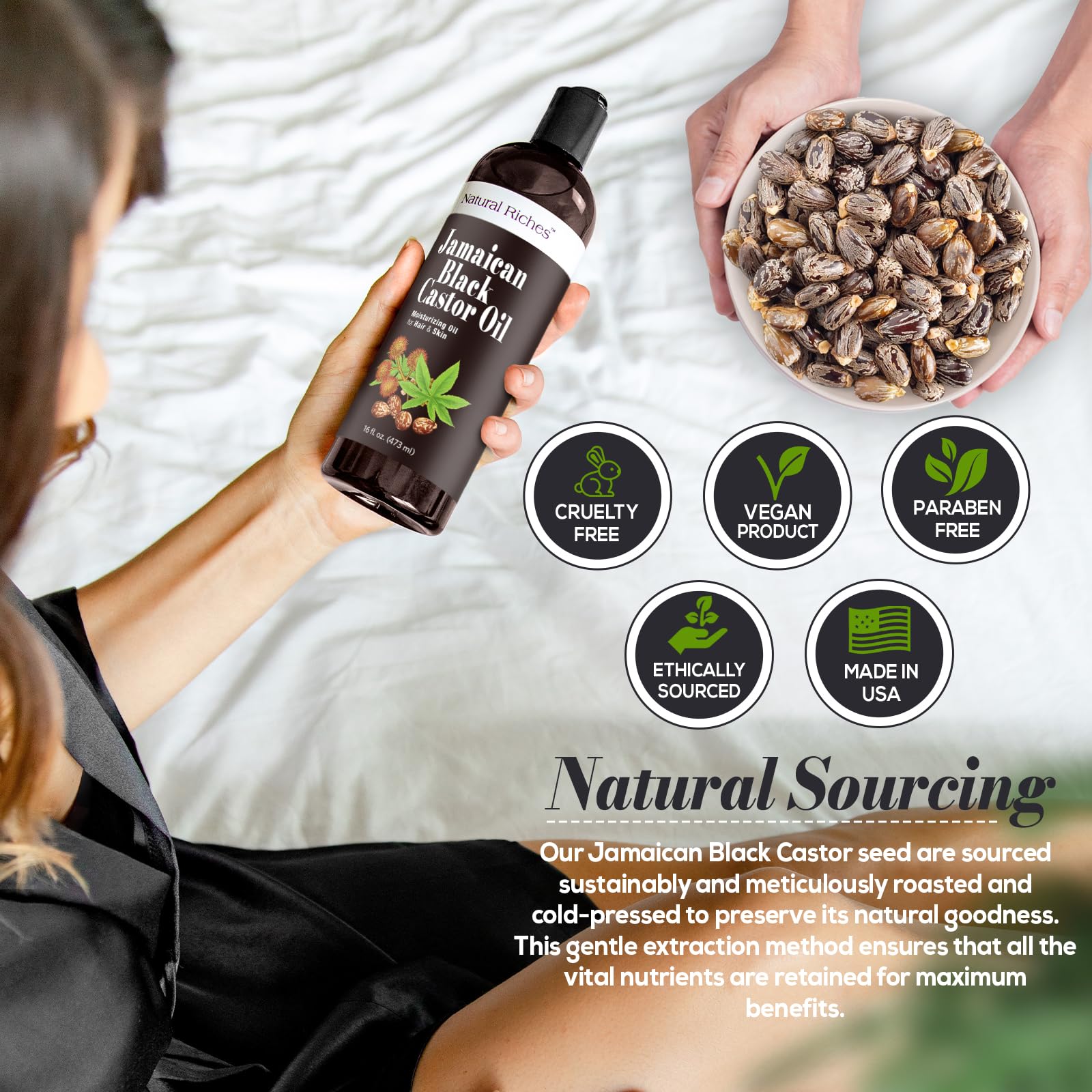 Natural Riches Aceite de Castor Negro Jamaicano promueve crecimiento del cabello de forma suave.