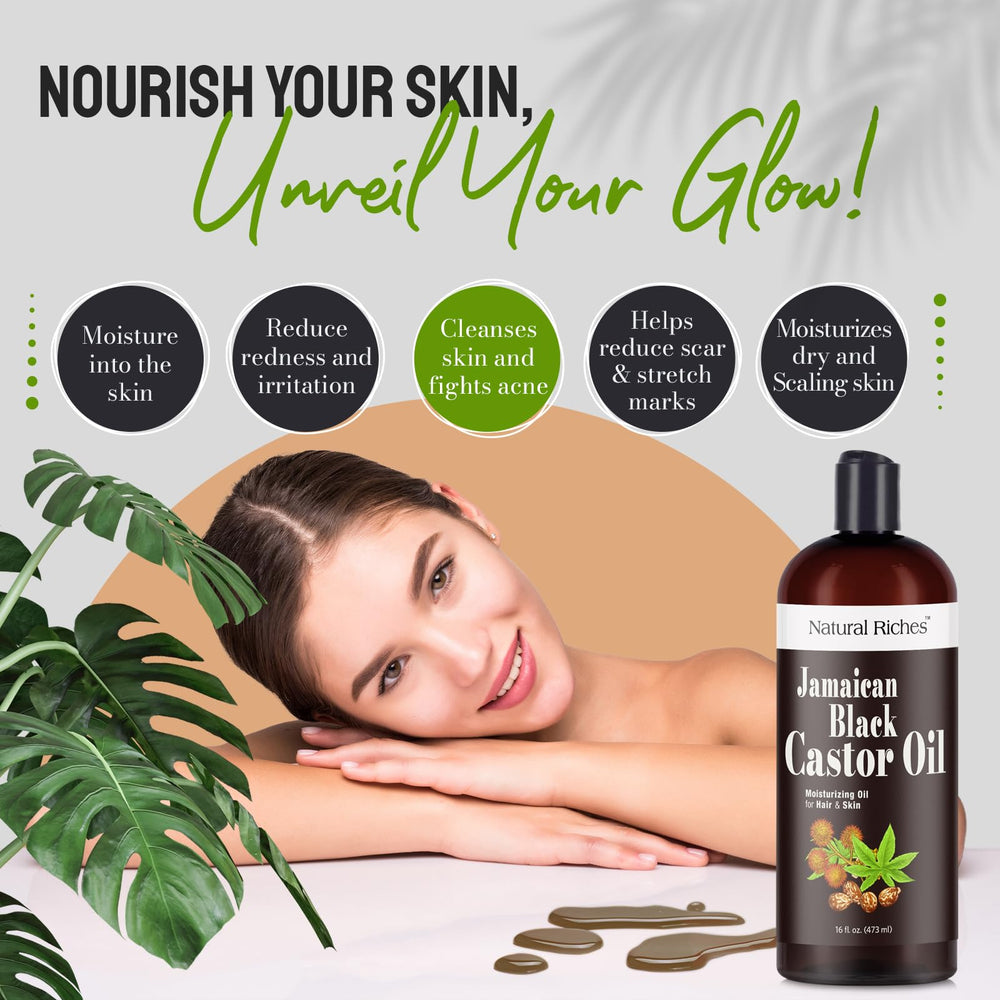 Natural Riches Aceite de Castor Negro Jamaicano hidrata la piel con absorción profunda.