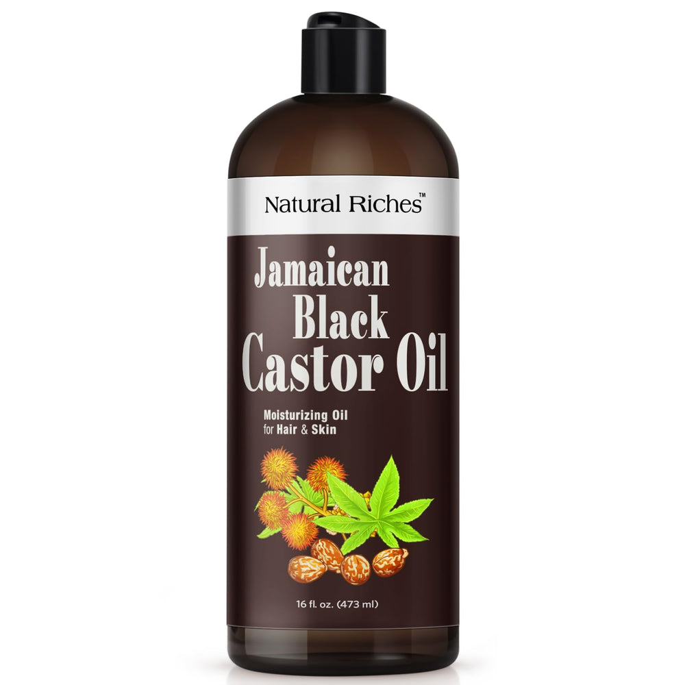 Natural Riches Aceite de Castor Negro Jamaicano prensado en frío en botella para uso diario.