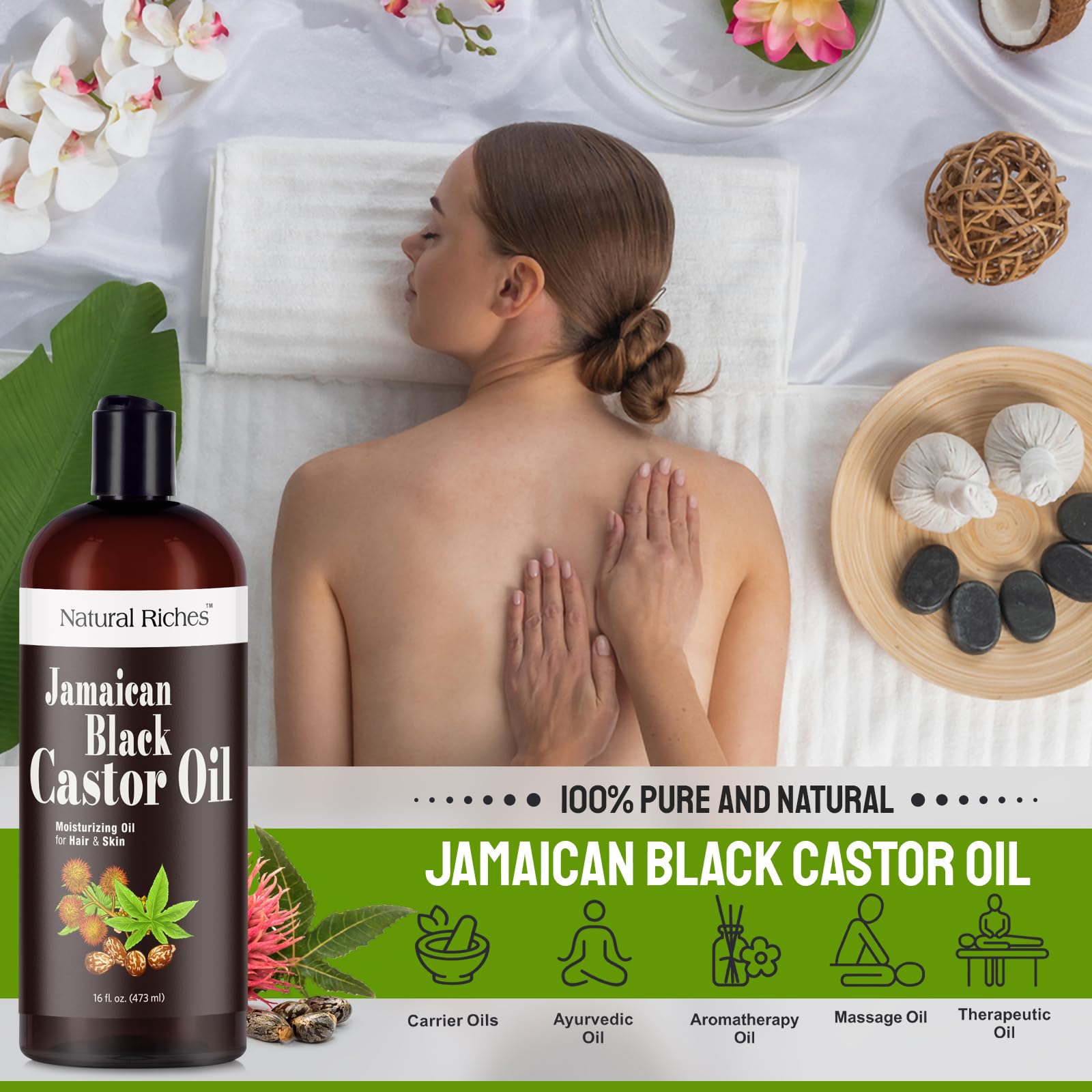 Natural Riches Aceite de Castor Negro Jamaicano procedencia artesanal para resultados auténticos.