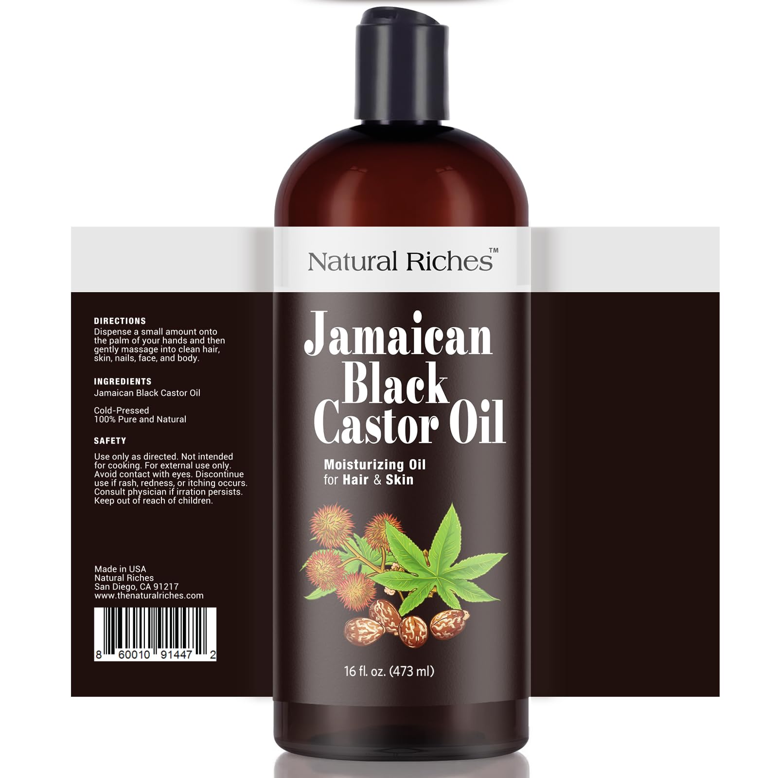Natural Riches Aceite de Castor Negro Jamaicano uso diario para piel y cabello.