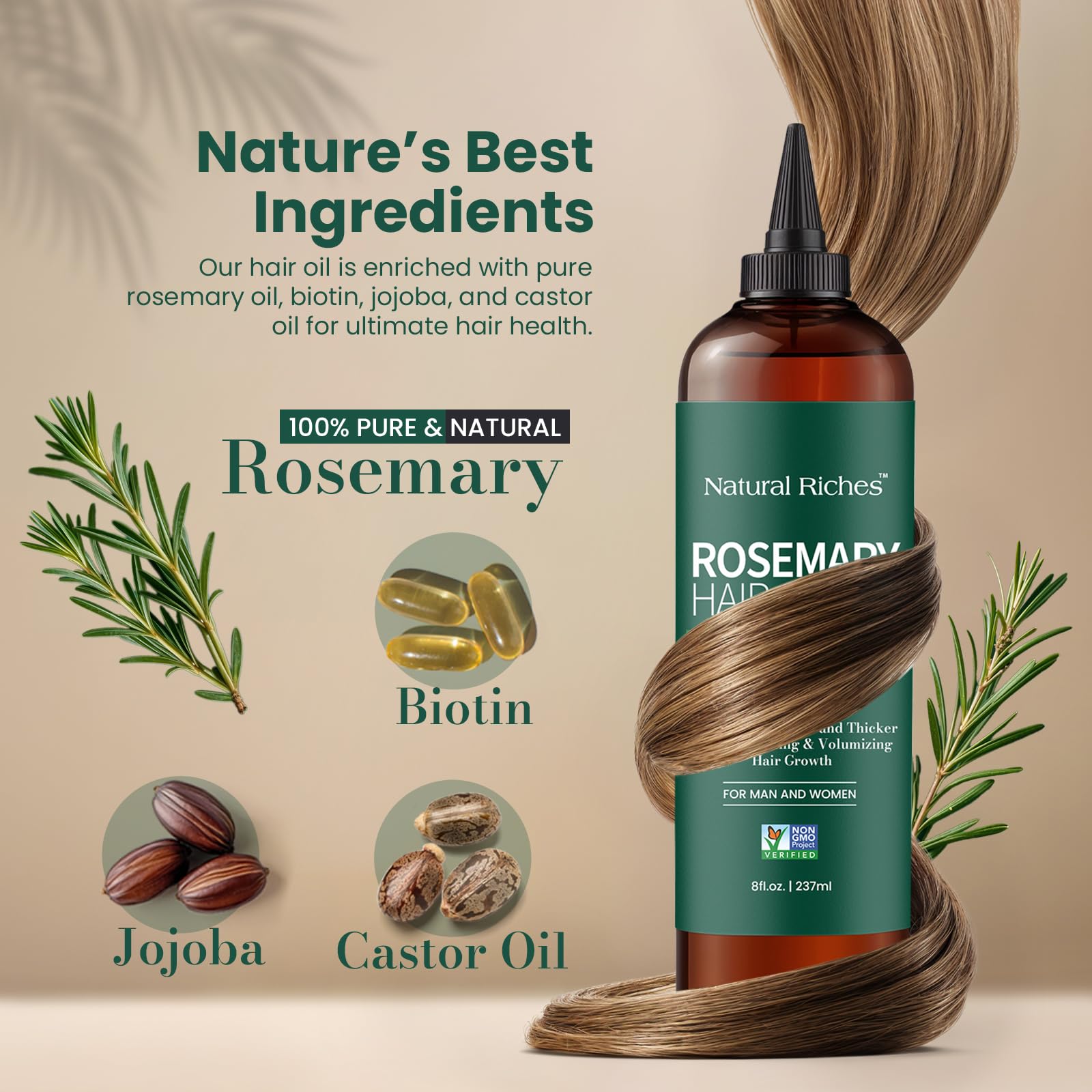 Natural Riches: gotero para aceite de romero, aplicación precisa en cuero cabelludo.