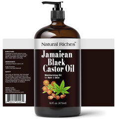 Natural Riches Jamaican Black Castor Oil pour enables controlled application.