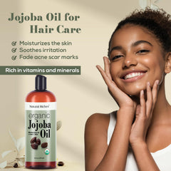 Natural Riches Jojoba Oil texture closeup conveys lightweight moisture for hair.