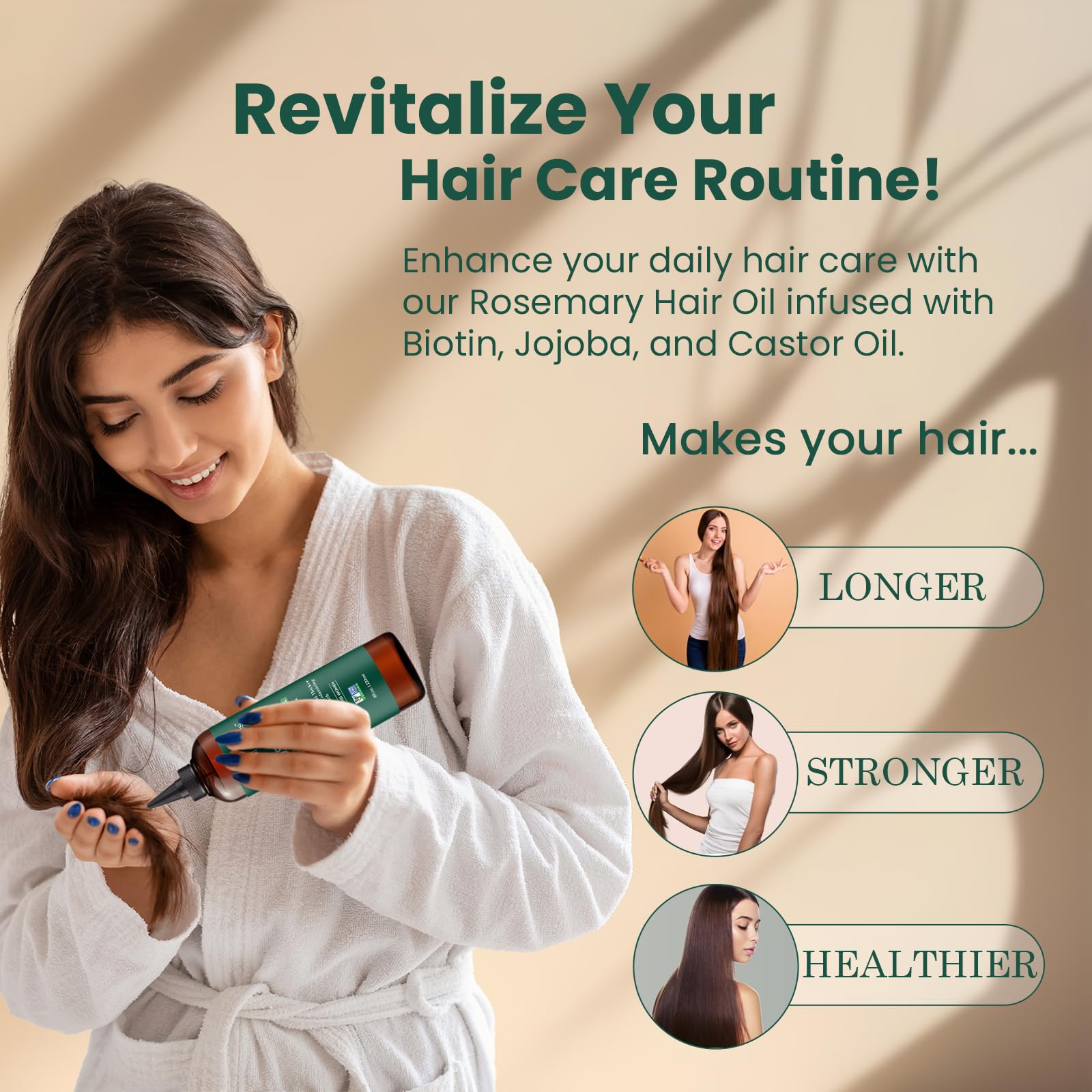 Natural Riches: mezcla Biotina, Jojoba y Castor en frasco, nutrición para cabello.