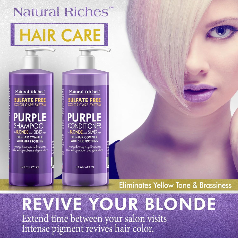 Natural Riches purple shampoo lather closeup for brassiness neutralization