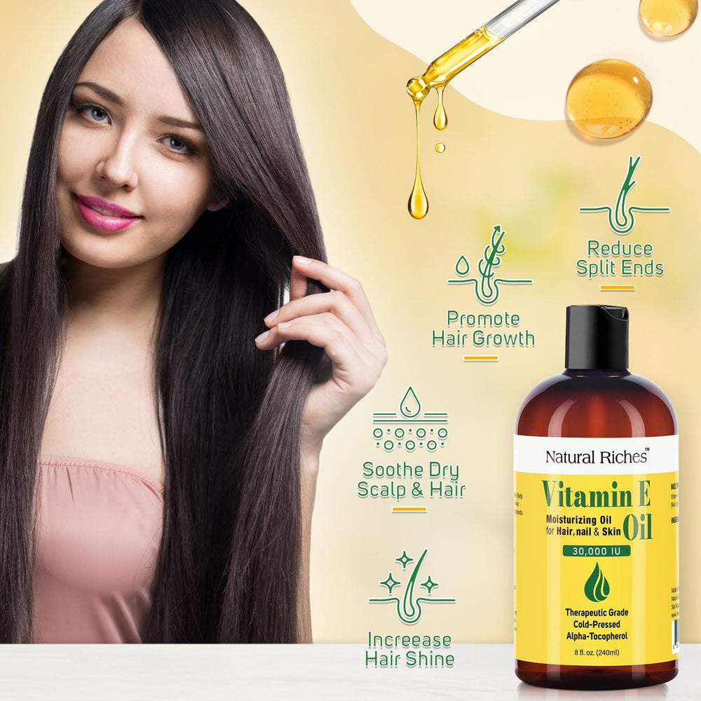 Natural Riches Aceite de Vitamina E: masaje corporal para nutrición de la piel seca