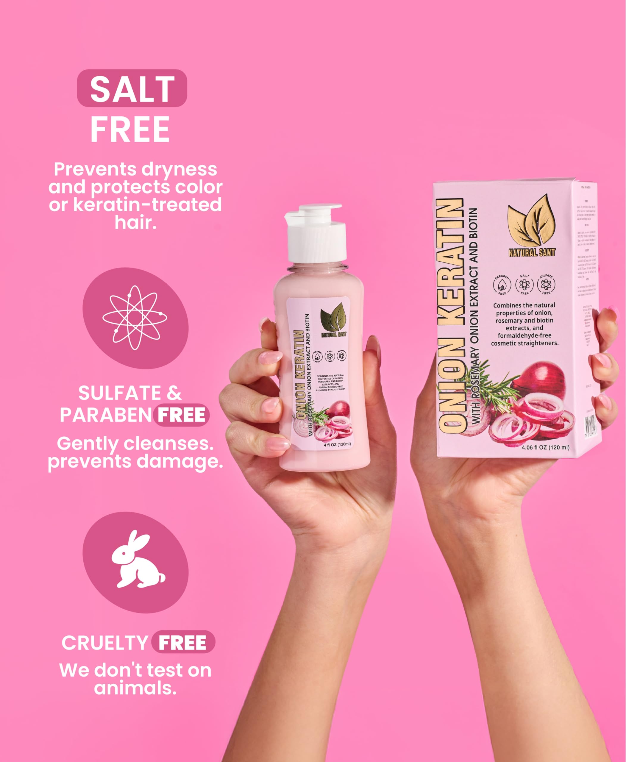 Protección contra calor y frizz con ingredientes naturales de la fórmula.