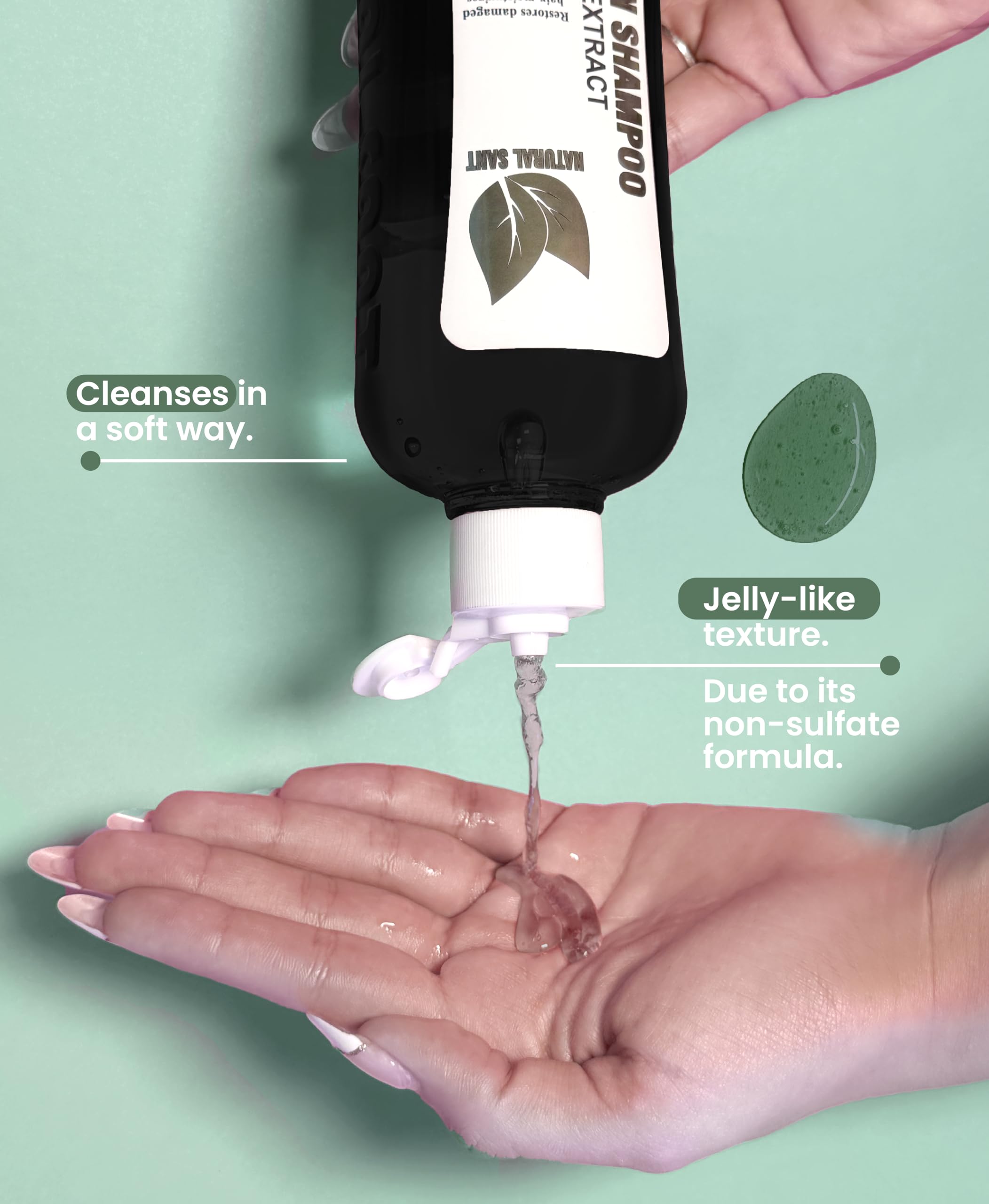 Natural Sant rosemary oil bottle close-up emphasizing calming scalp ritual using botanical ingredients.