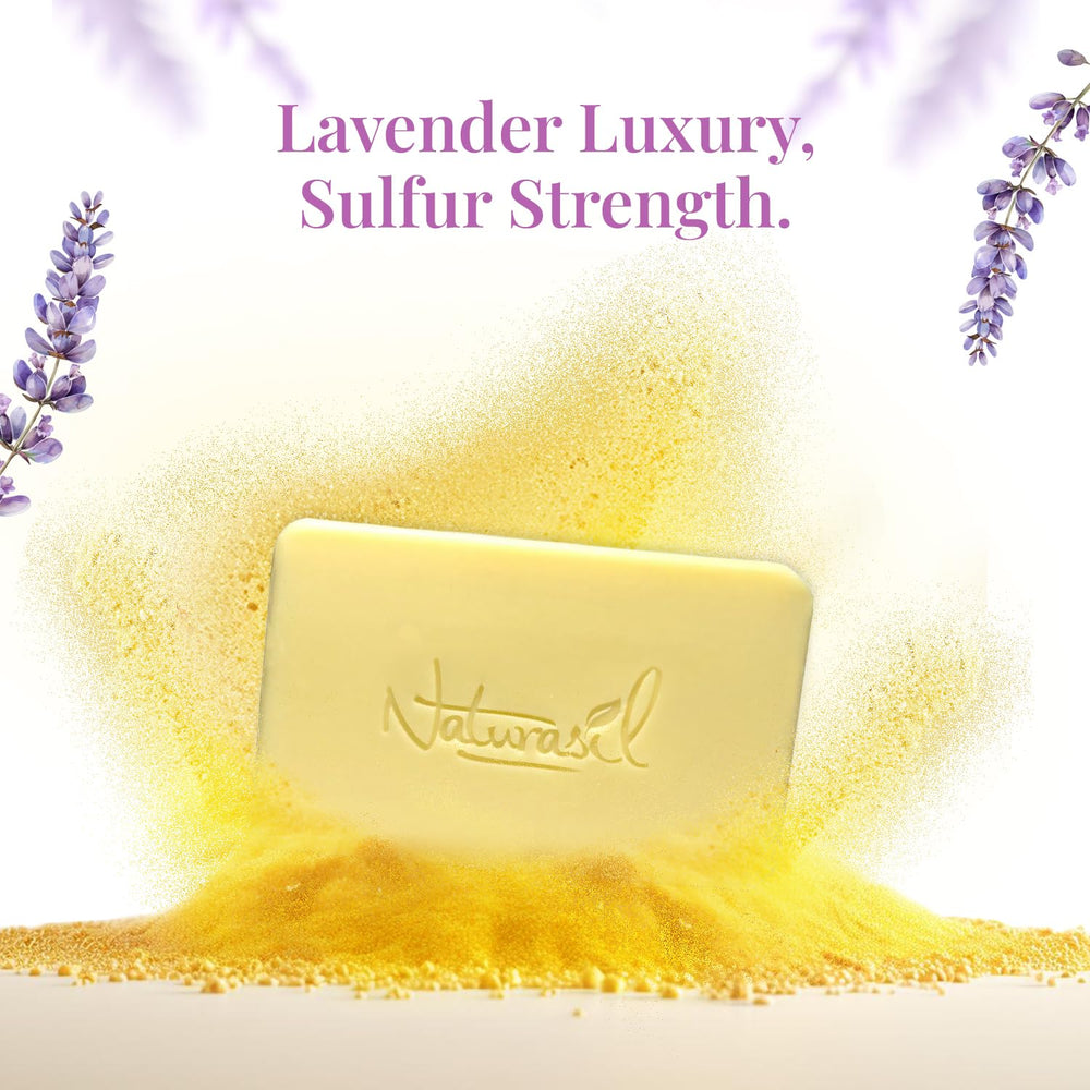 Naturasil jabon azufre lavanda textura cremosa, aroma calmante y cuidado suave