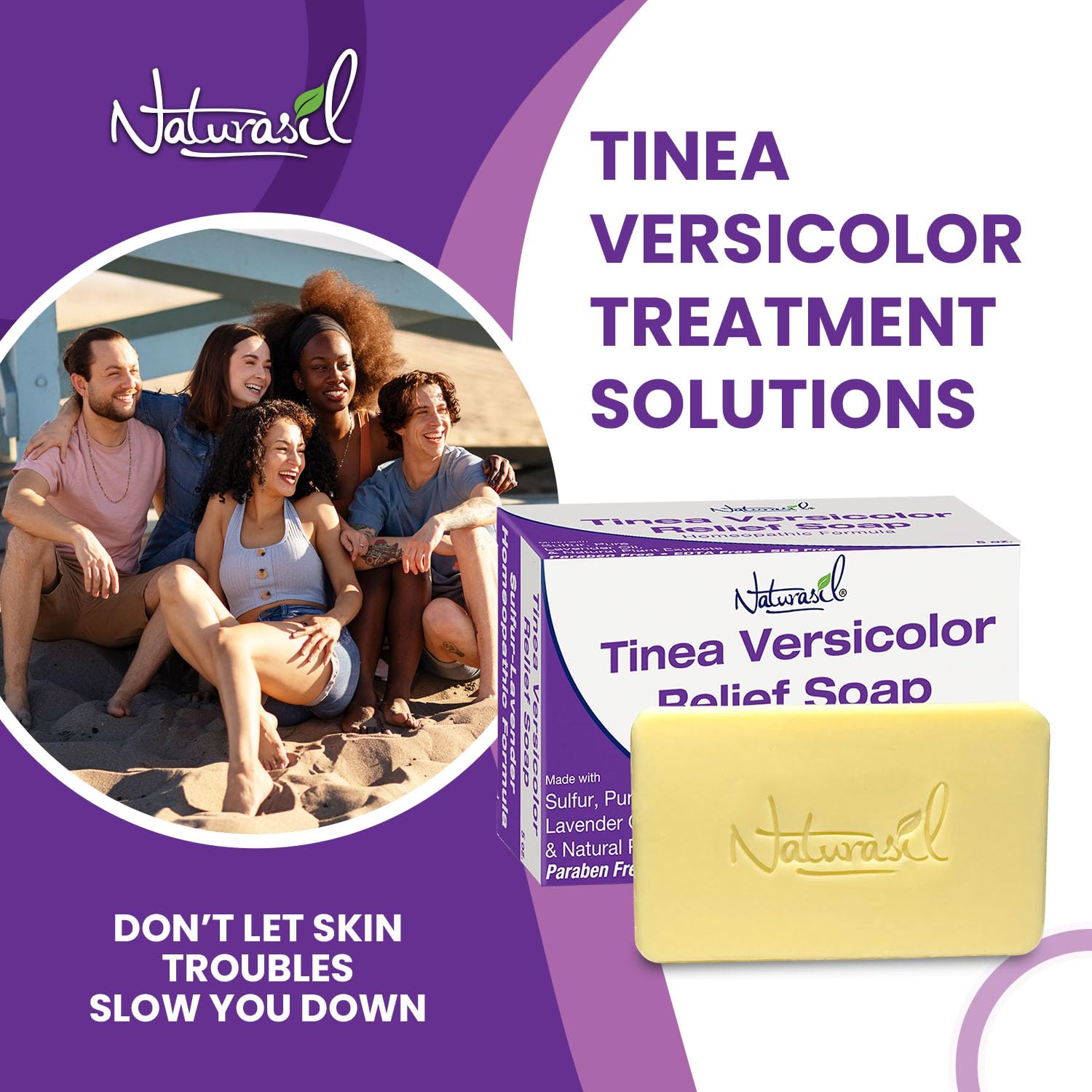 Naturasil Jabon Tinea Versicolor, barra para uso diario suave