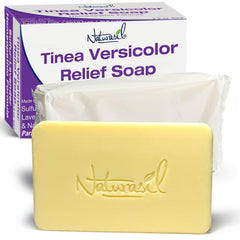 Naturasil Tinea Versicolor soap bar front view, highlighting the two-pack for gentle antifungal care.