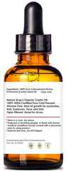 Nature Drop Organic Castor Oil cold-pressed seeds close-up reveals rich fatty acids for skin and hair.