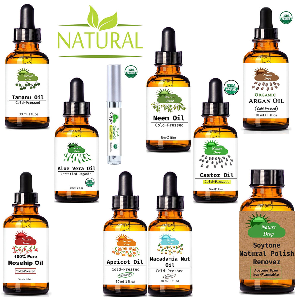 Nature Drop Organic Castor Oil comes in a UV-protective bottle to maintain potency.