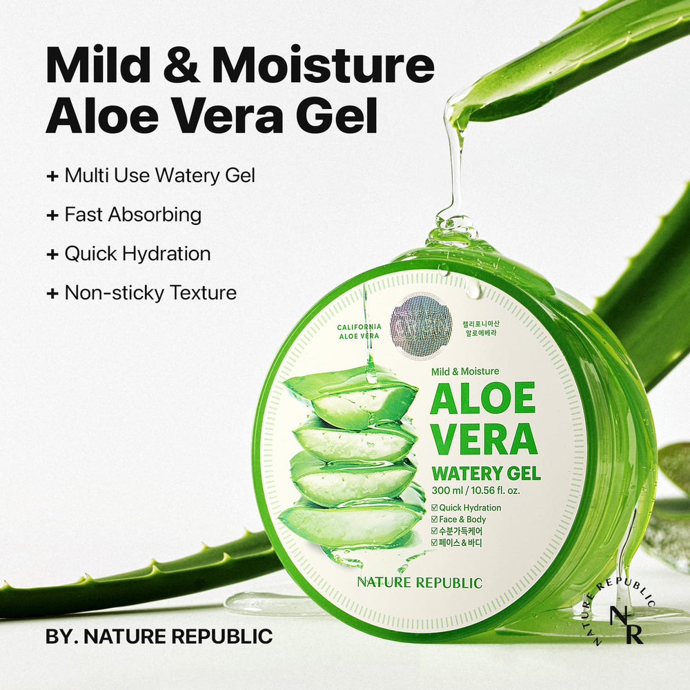Nature Republic Aloe Vera Watery Gel, absorción rápida para piel fresca y suave