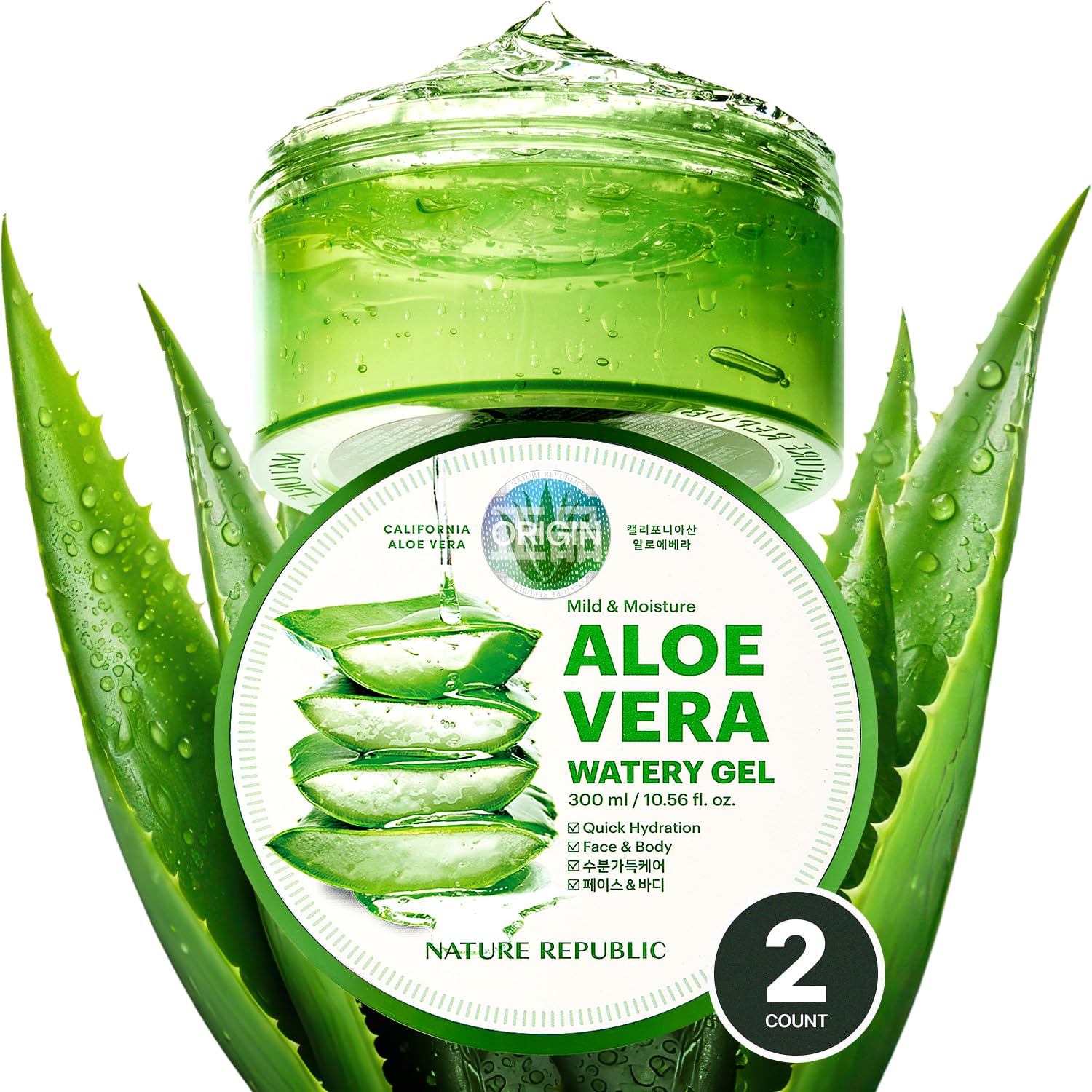 Nature Republic Aloe Vera Watery Gel, textura ligera para hidratar la piel sin peso