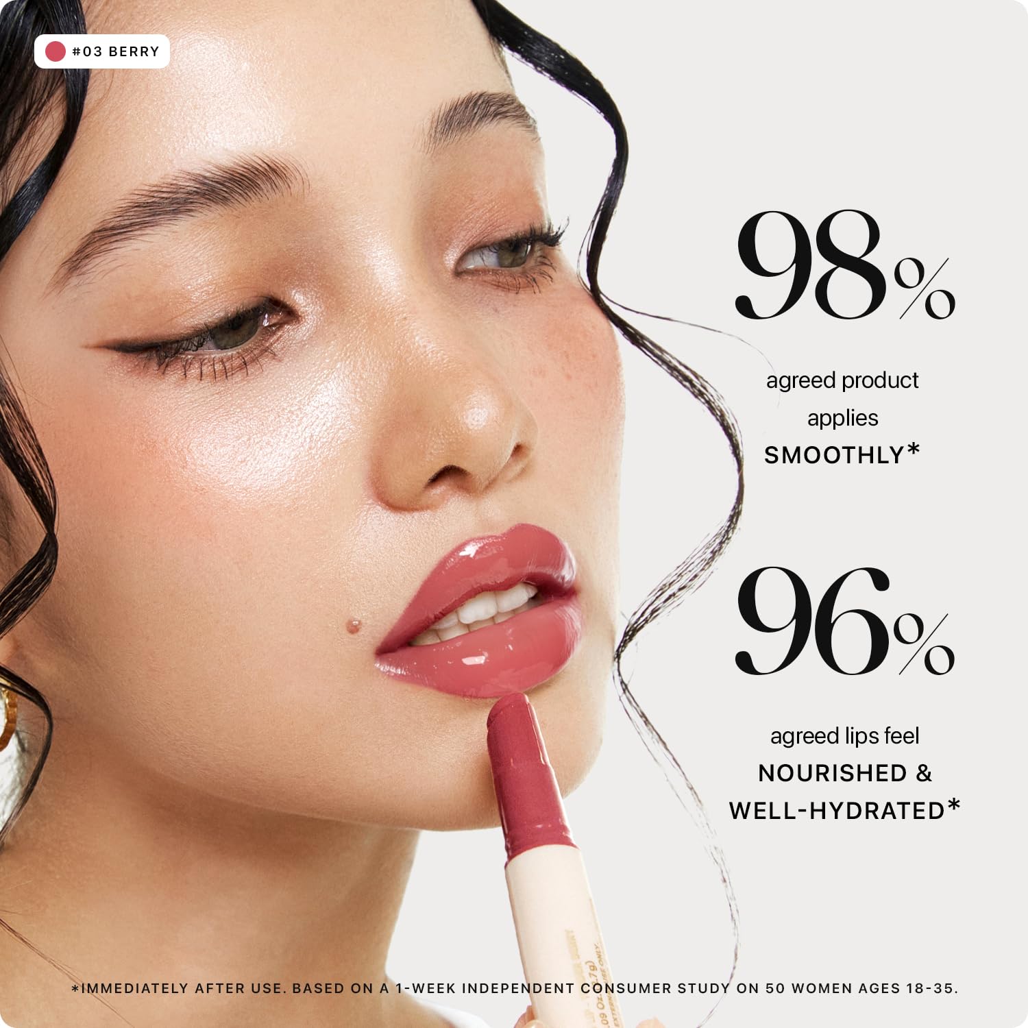 Nature Republic Honey Melting Lip 03 Berry, brillo translúcido para un look natural.