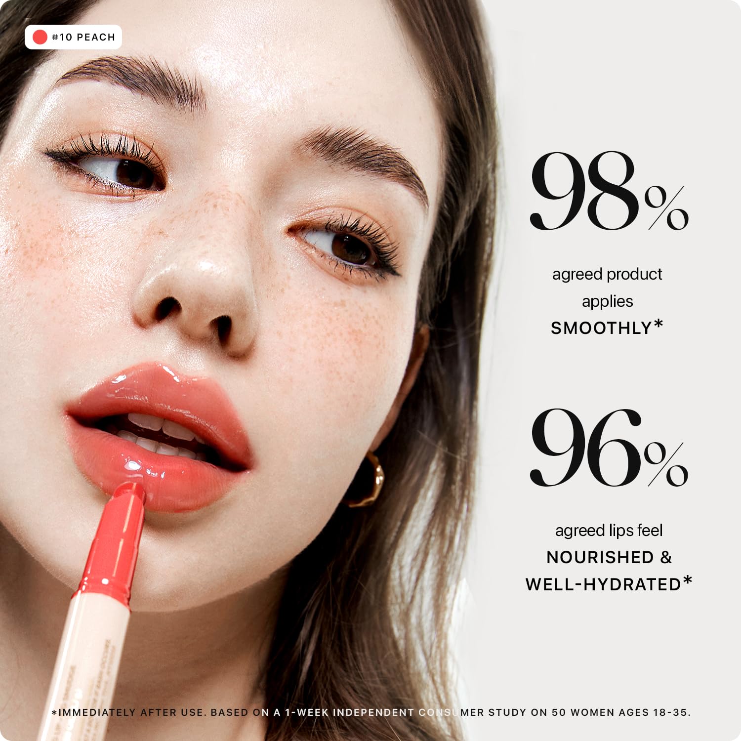 Nature Republic Honey Melting Lip 10 Peach, aplicador suave para una aplicación higiénica.