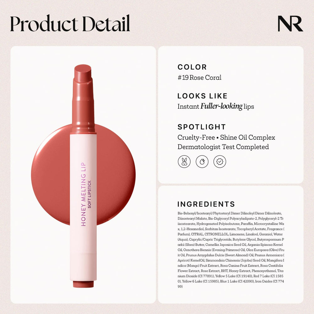 Nature Republic Honey Melting Lip, acabado con destellos ligeros