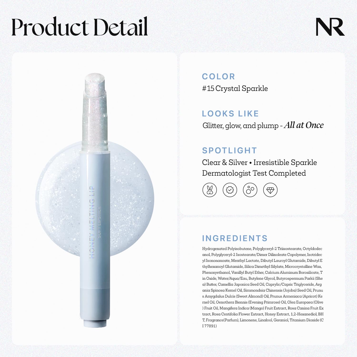 Nature Republic Honey Melting Lip Glitter ofrece 23 tonos vibrantes para todos los tonos.