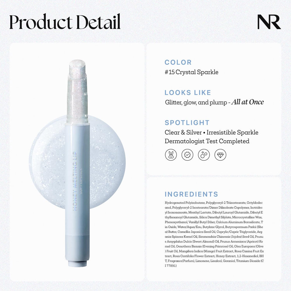 Nature Republic Honey Melting Lip Glitter ofrece 23 tonos vibrantes para todos los tonos.