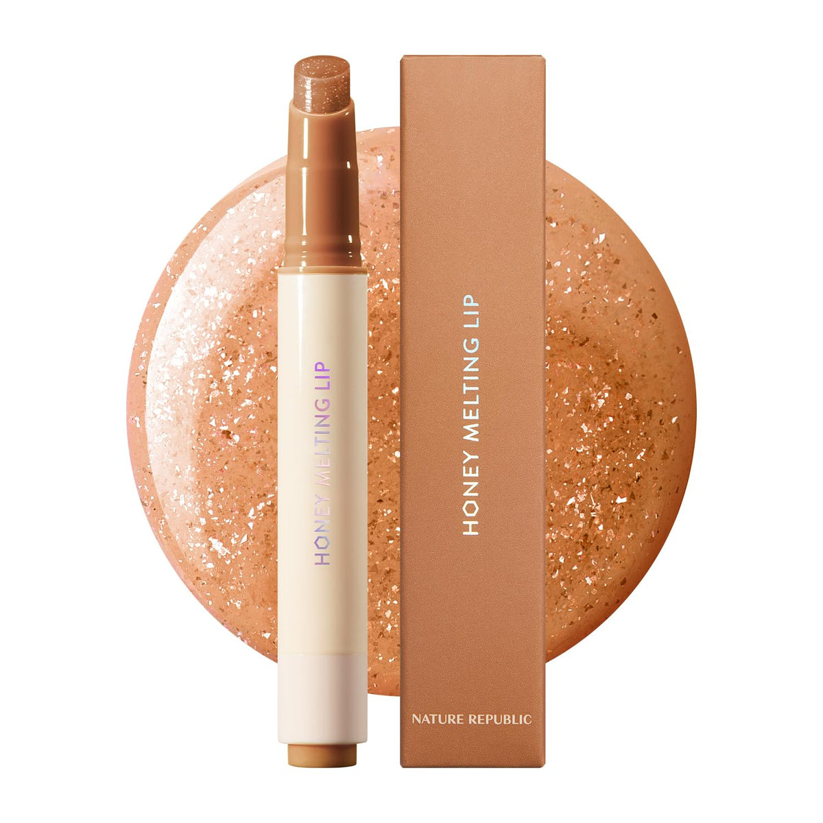 Nature Republic HONEY MELTING LIP GLITTER 14 Maple en aplicación suave que hidrata los labios.