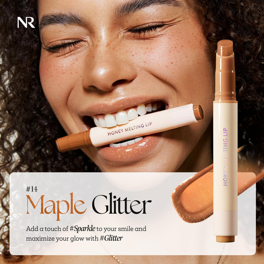 Nature Republic HONEY MELTING LIP GLITTER brillo translúcido para un acabado natural.