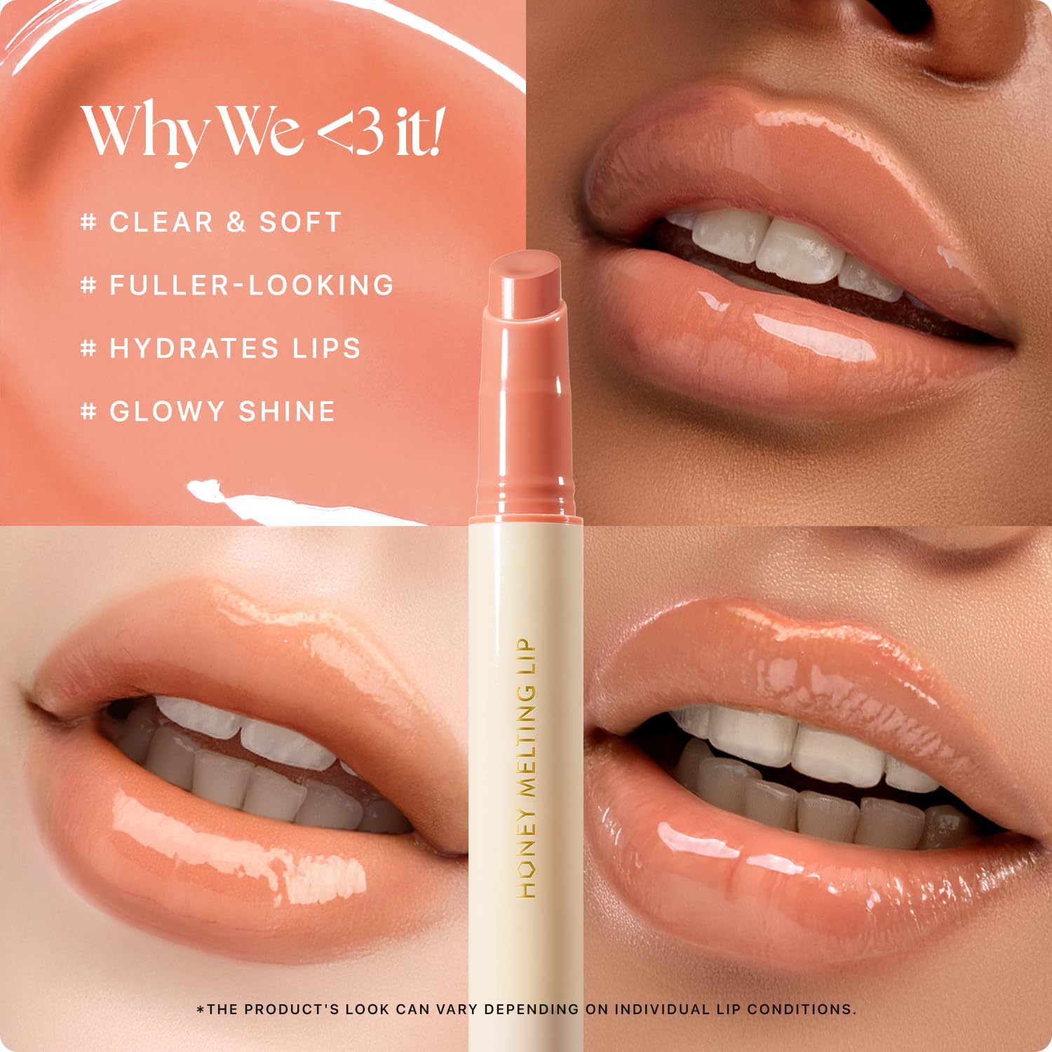 Nature Republic Textura miel labial apricot ofrece sensación suave y color sutil.