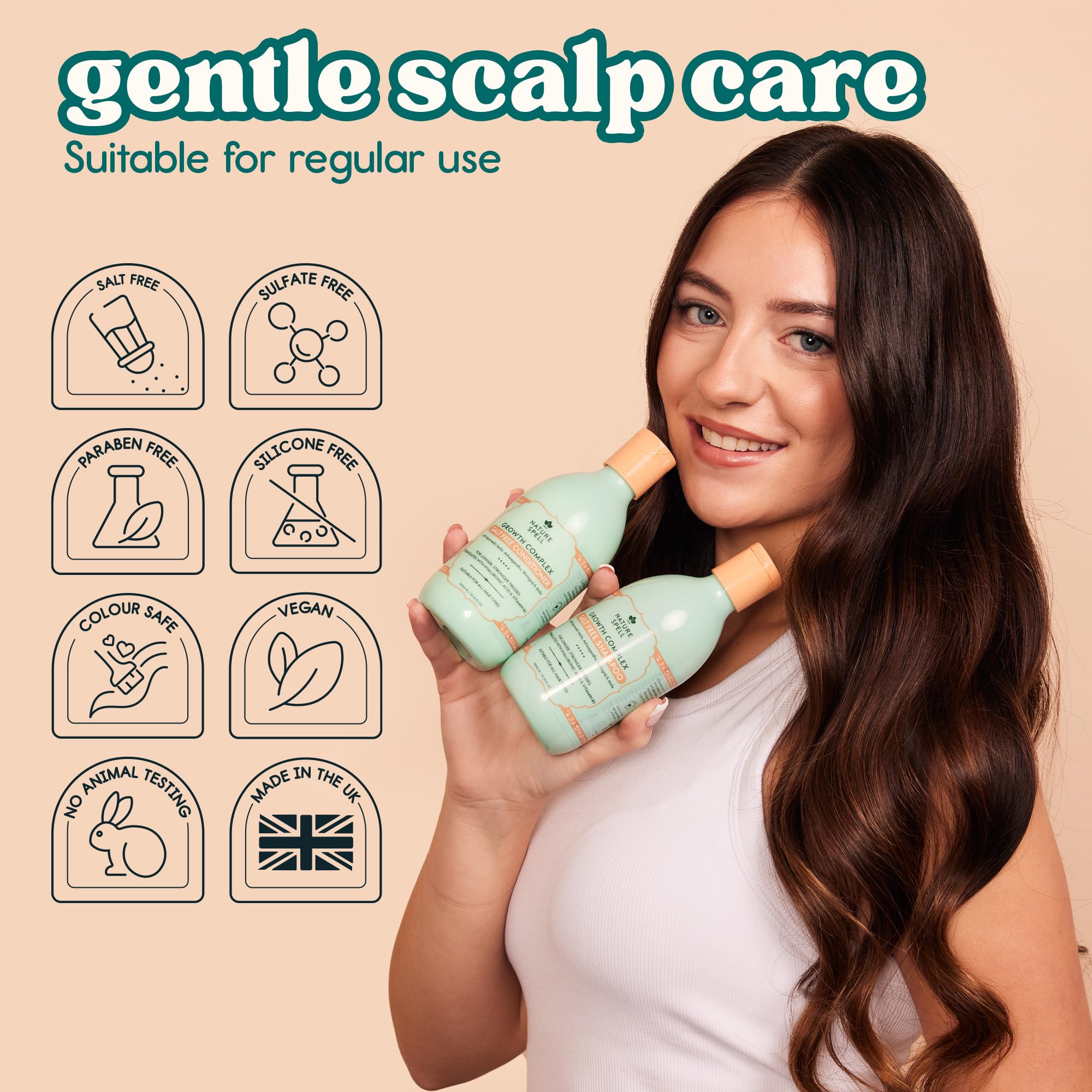 Nature Spell hydration and strength close-up on healthy-looking hair
