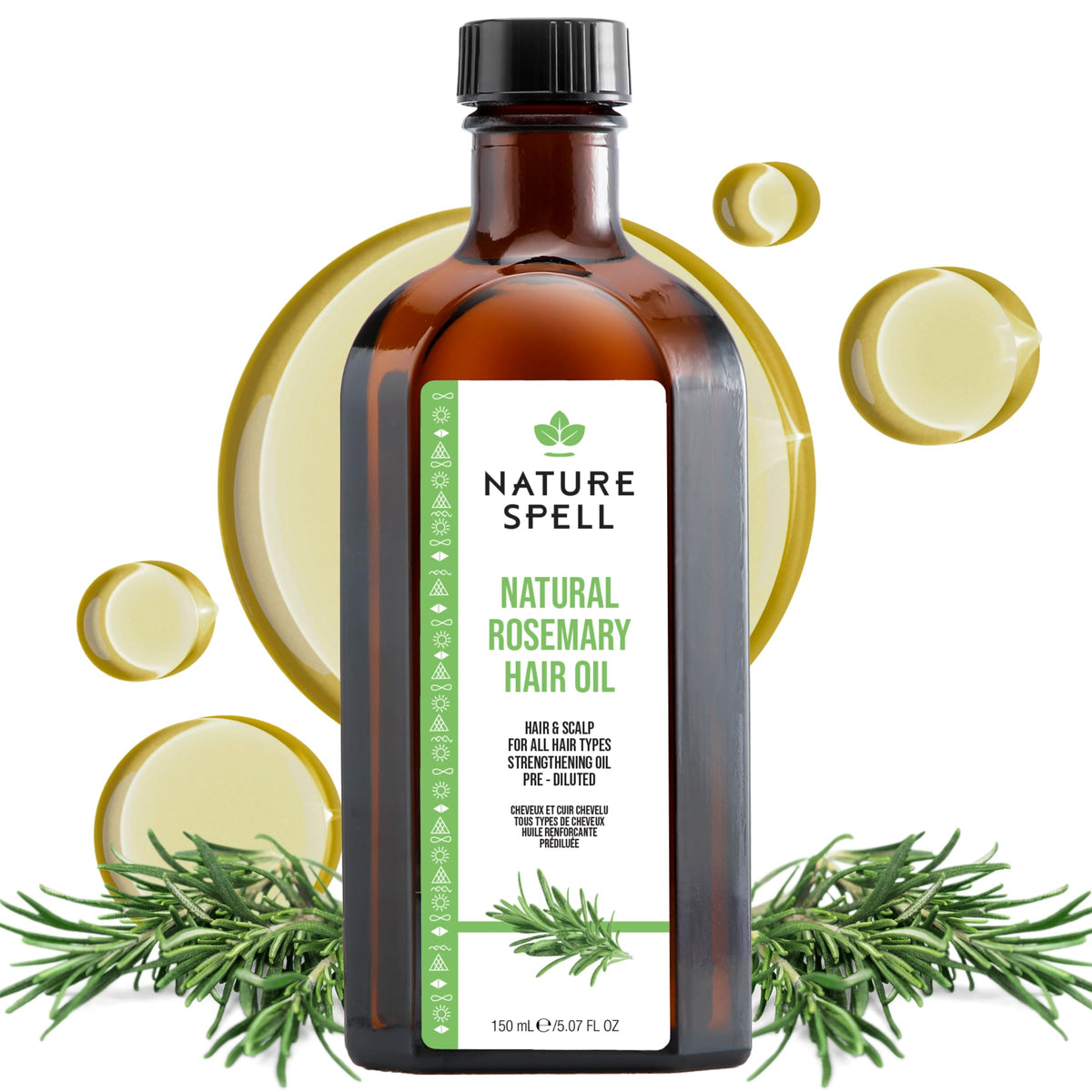 Nature Spell Aceite de Romero para crecimiento del cabello y raíces fortalecidas.