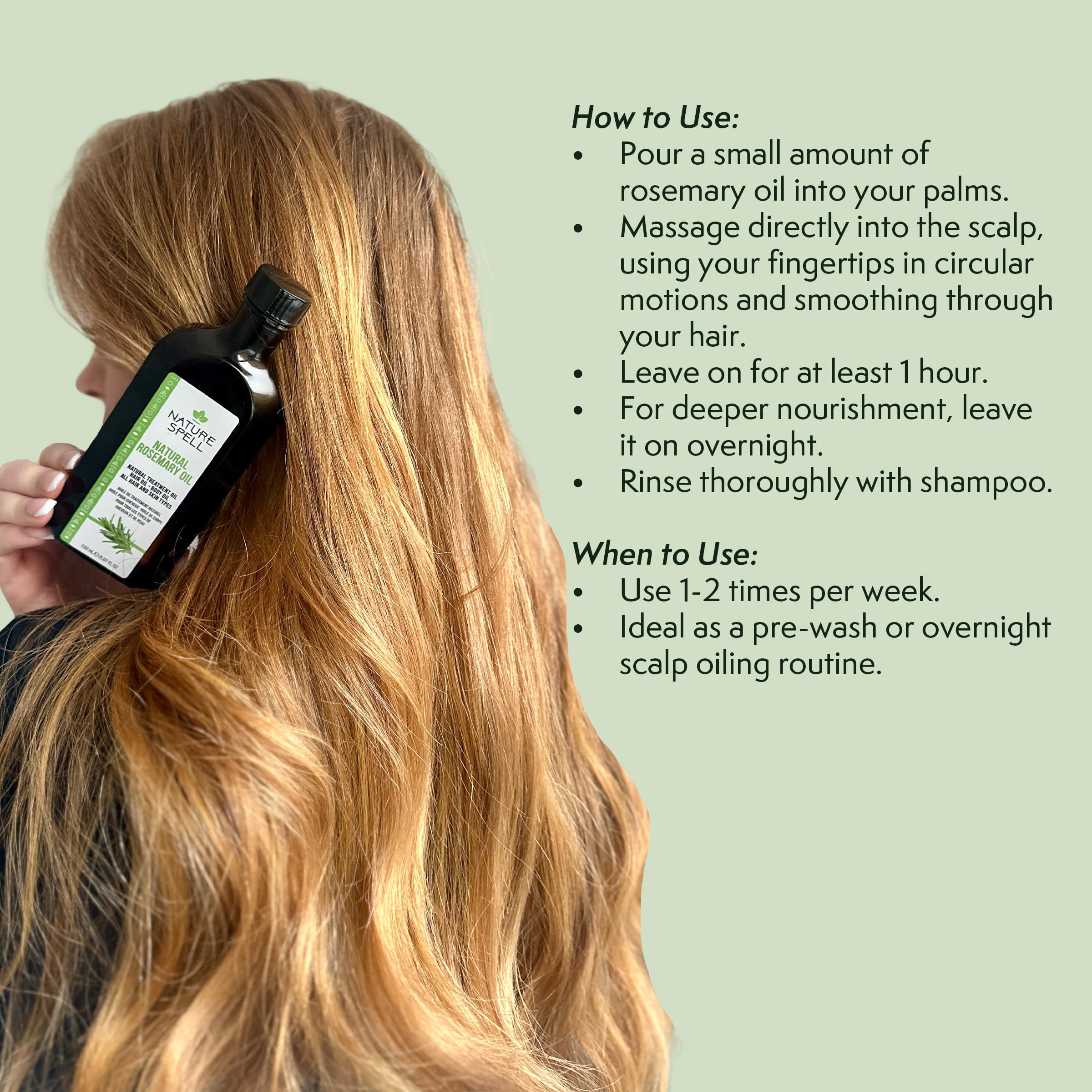 Nature Spell Romero refuerza cabello dañado y suaviza las hebras.