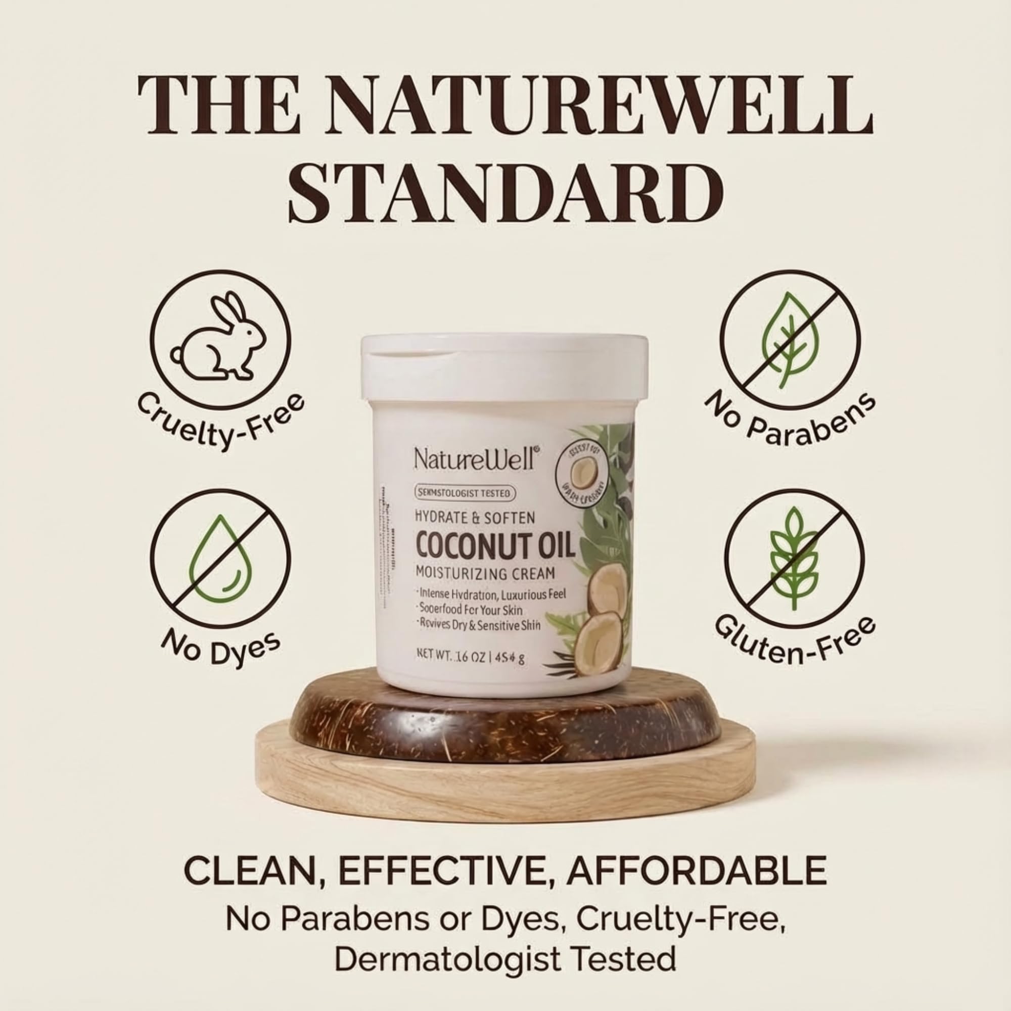 Nature Well absorción rápida, crema no grasa en textura sedosa