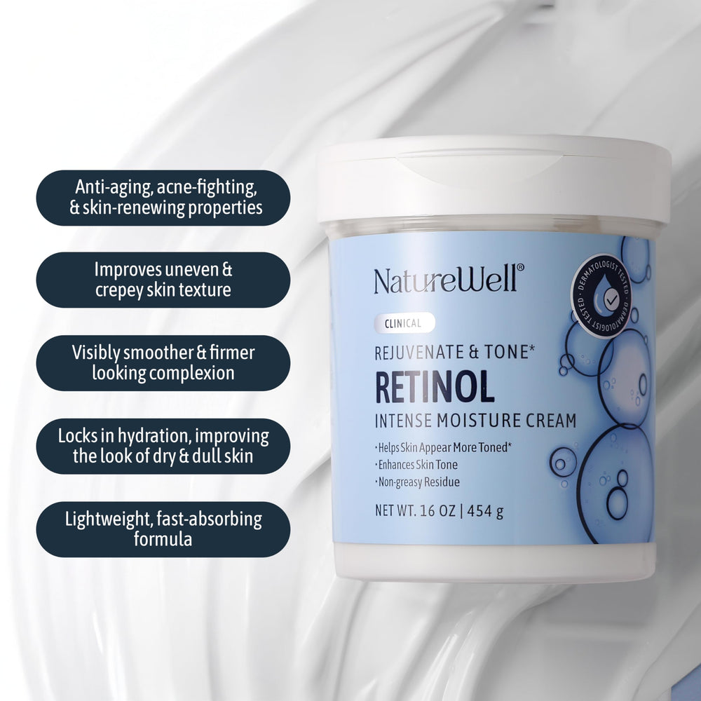 NATURE WELL bote-16oz-crema-retinol-manos-cuerpo: uso multiusos para piel.