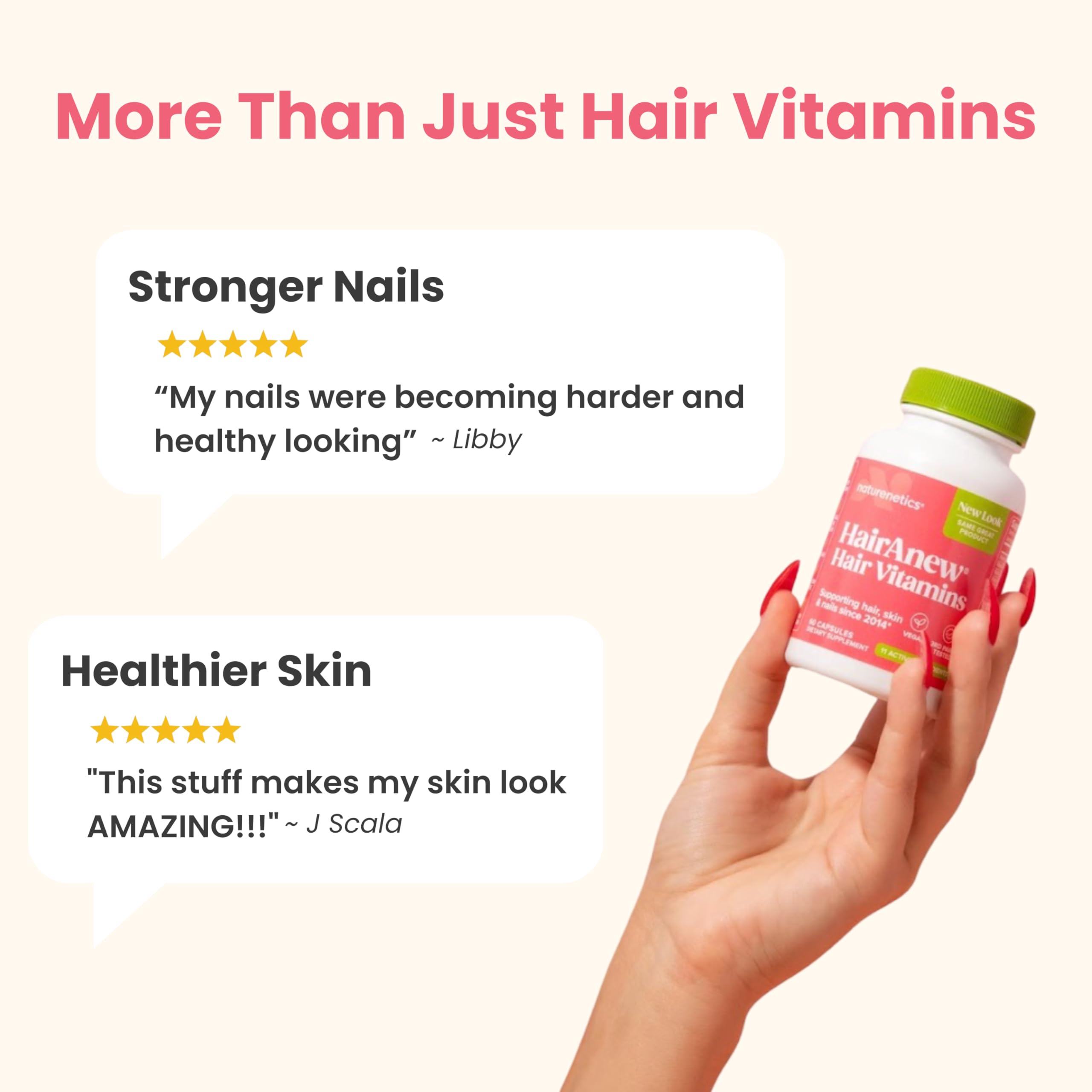Naturenetics HairAnew vegan clean label badge on packaging