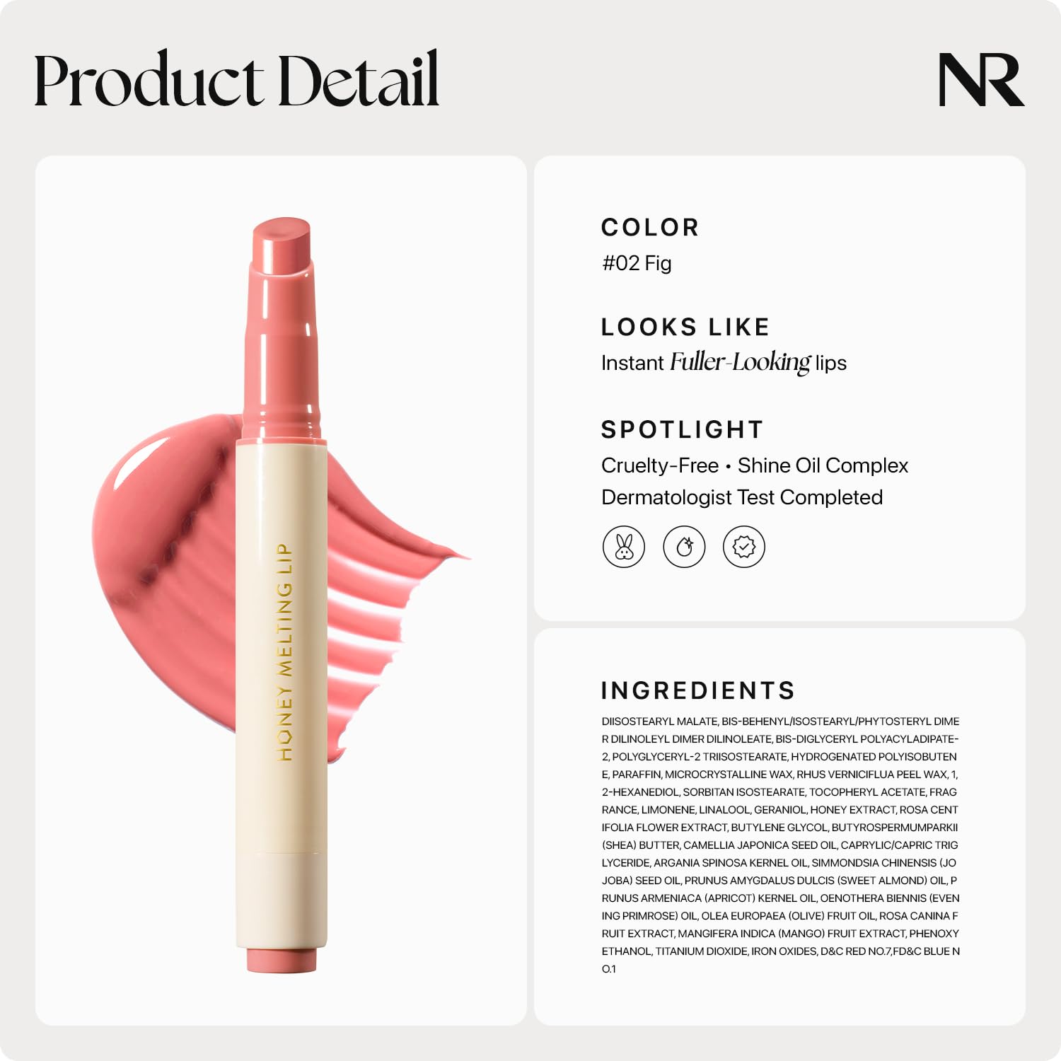 Nature Republic Labial Miel 02 FIG, tono suave para un aspecto natural.