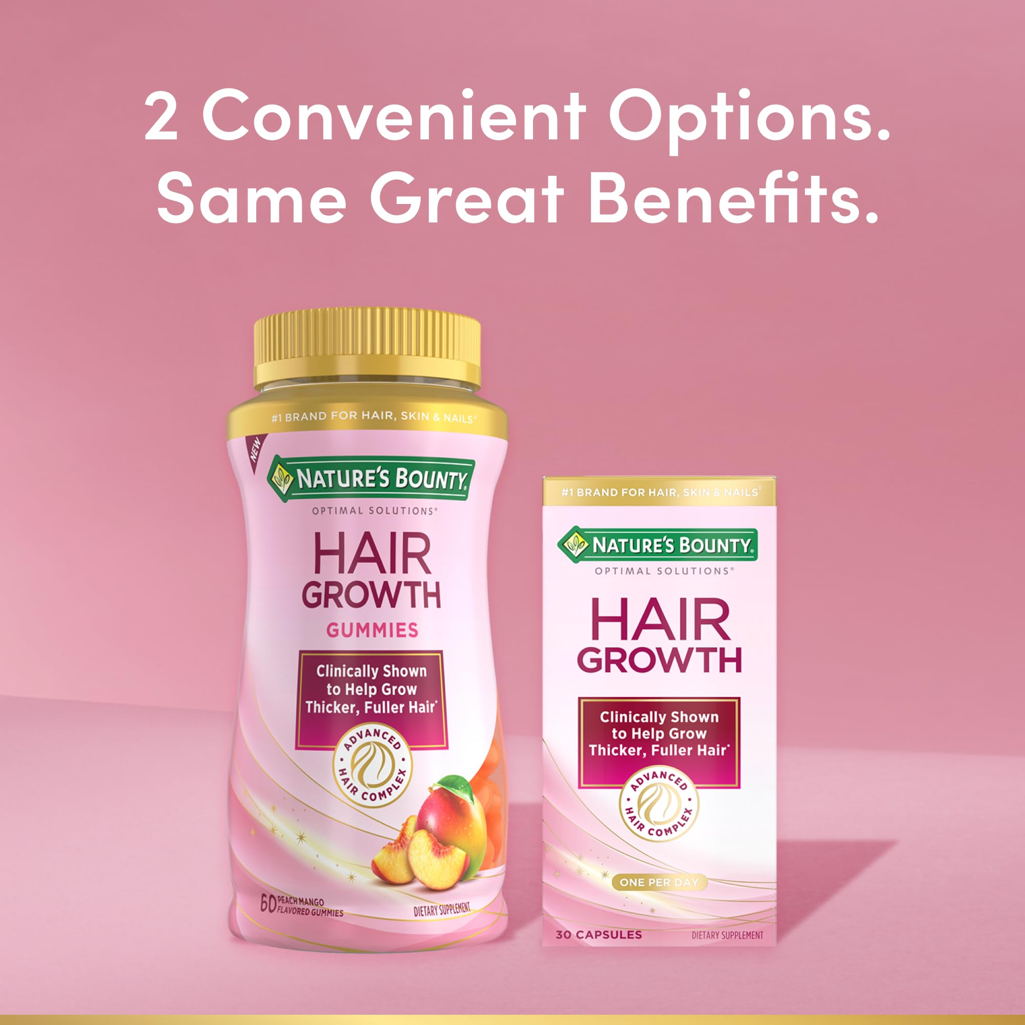 Presentación práctica de Nature’s Bounty Hair Growth Gummies para uso diario