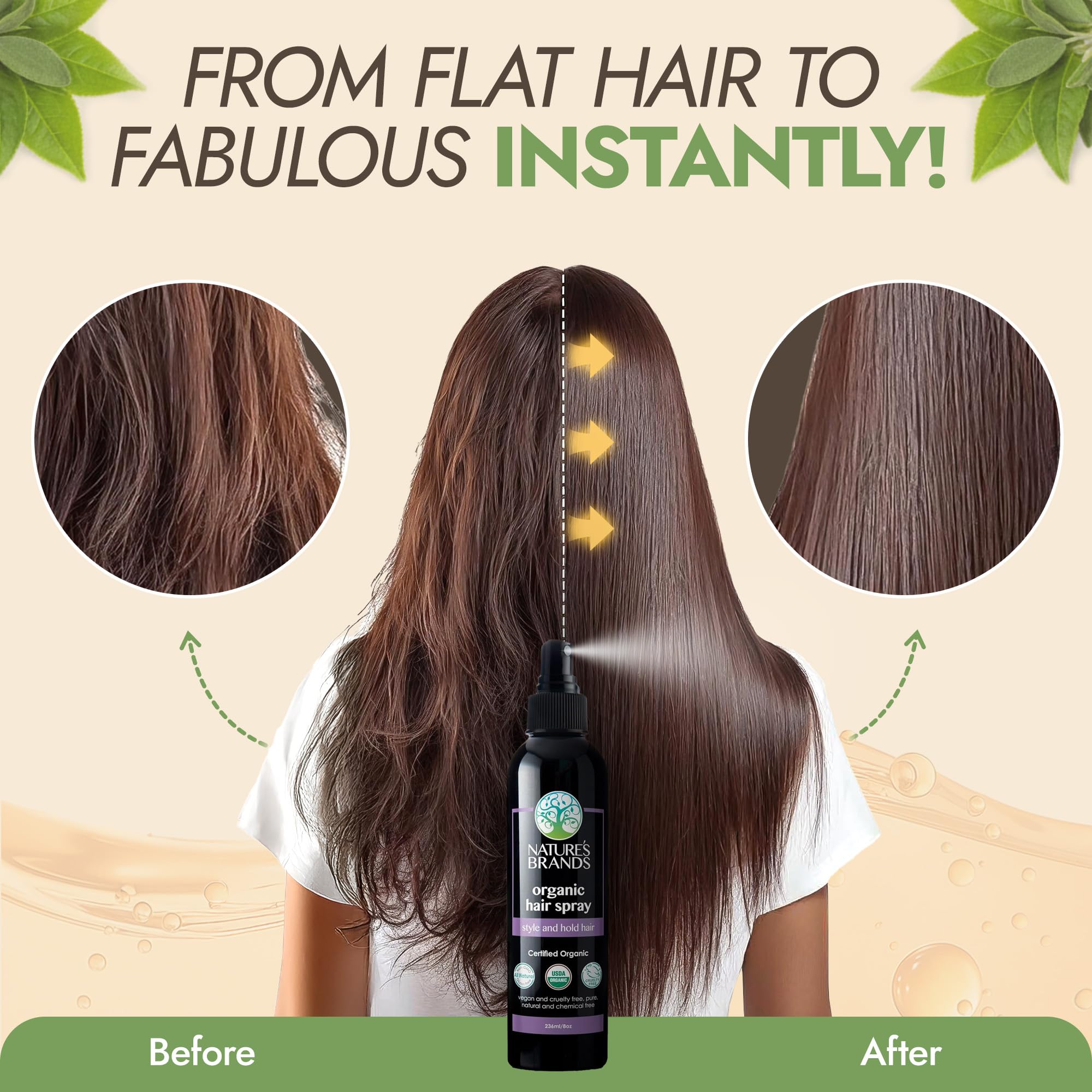 Control de frizz con Nature's Brands Spray Capilar Orgánico
