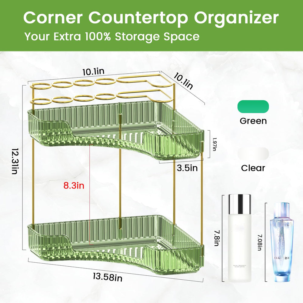 NATURE'S SOURCE makeup organizer corner unit neatly holds tall bottles.