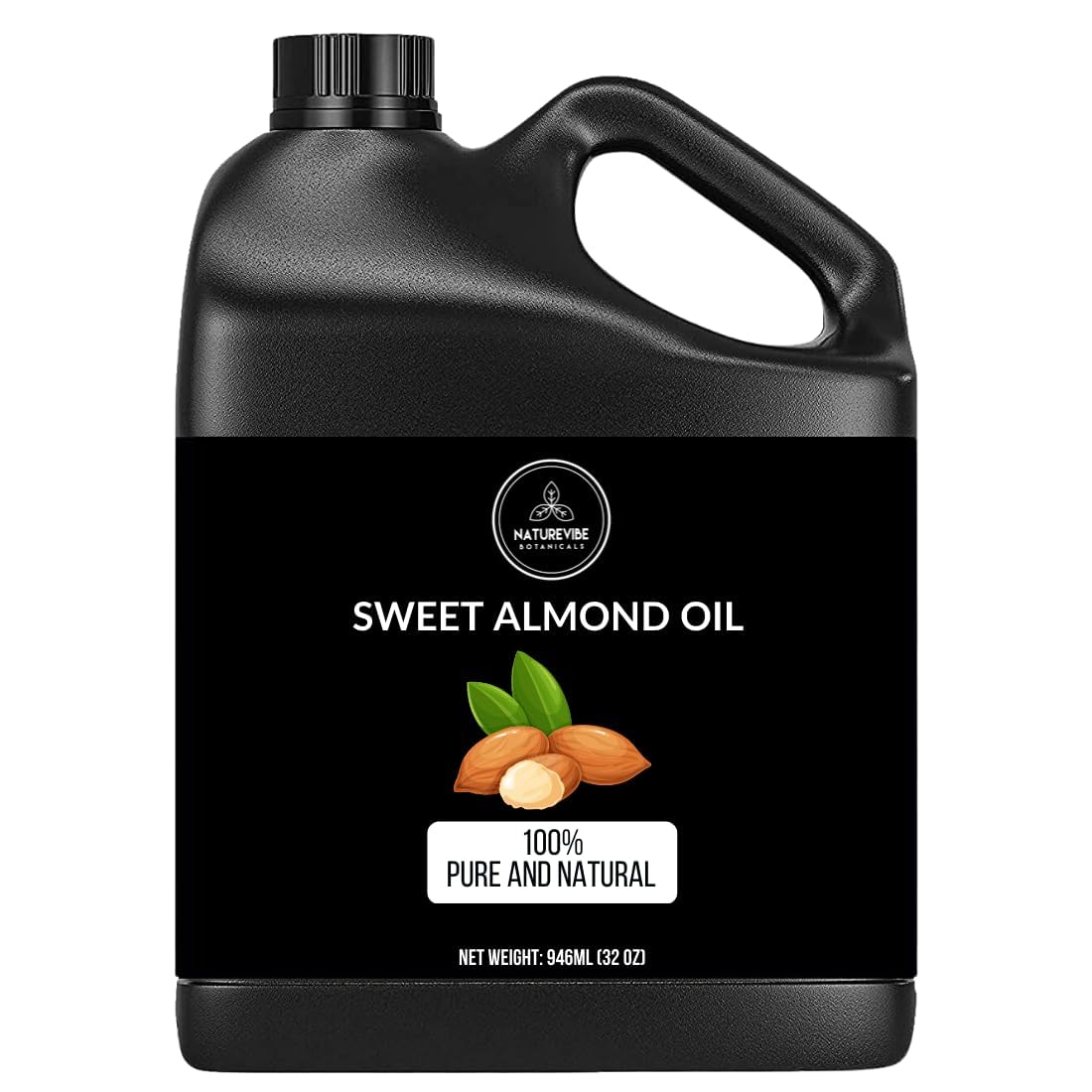 Naturevibe Botanicals Aceite de almendra dulce 32 onzas, hidratación suave para la piel.