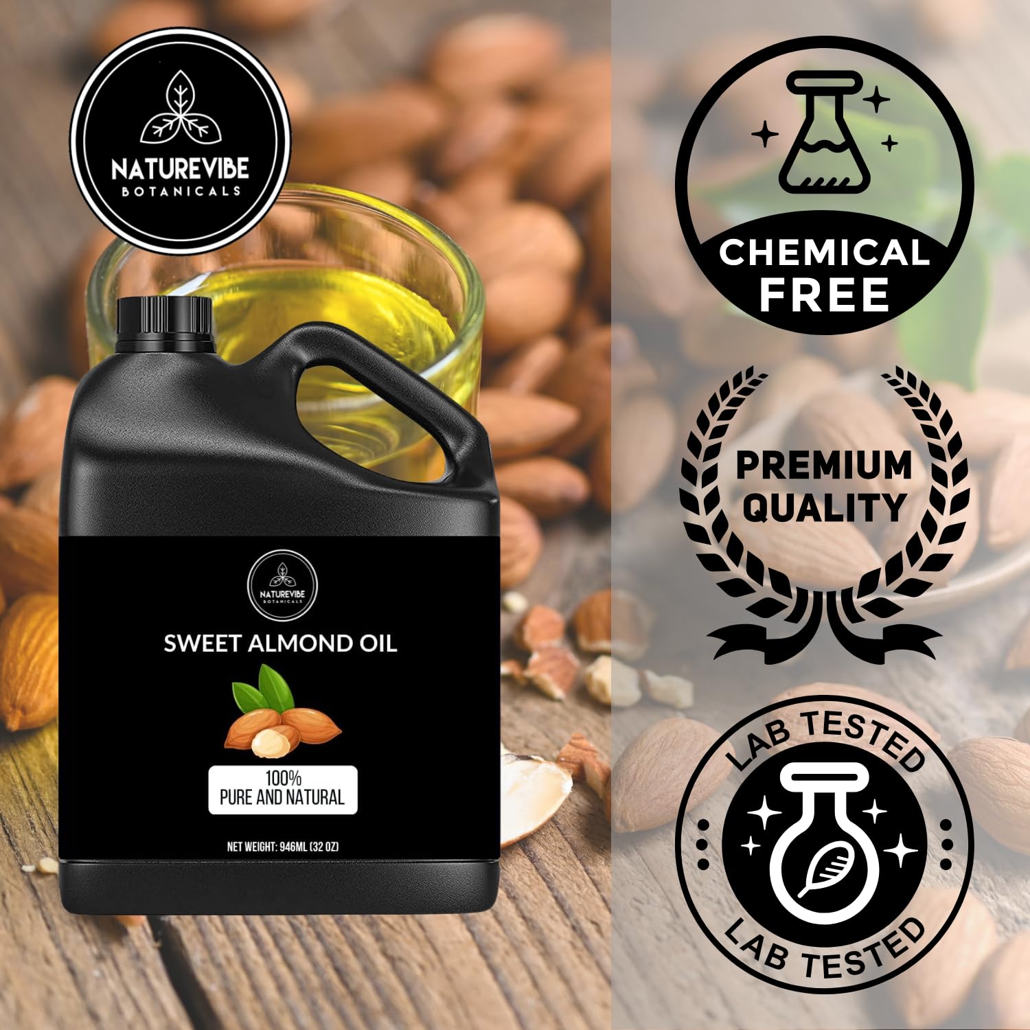 Naturevibe Botanicals Aceite de almendra dulce aroma nutritivo.