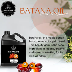 Naturevibe Botanicals Aceite de Batana, etiqueta 100% puro, sin aditivos.