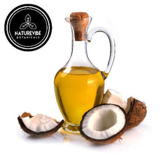 Naturevibe Botanicals Aceite de Coco Fraccionado etiqueta clara para verificar pureza y calidad