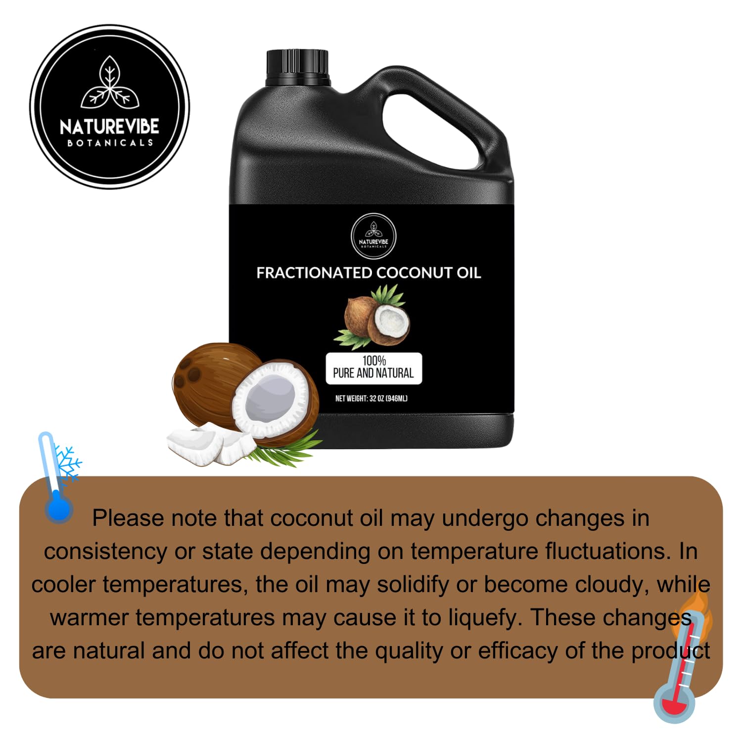 Naturevibe Botanicals Aceite de Coco Fraccionado piel suave y brillo natural