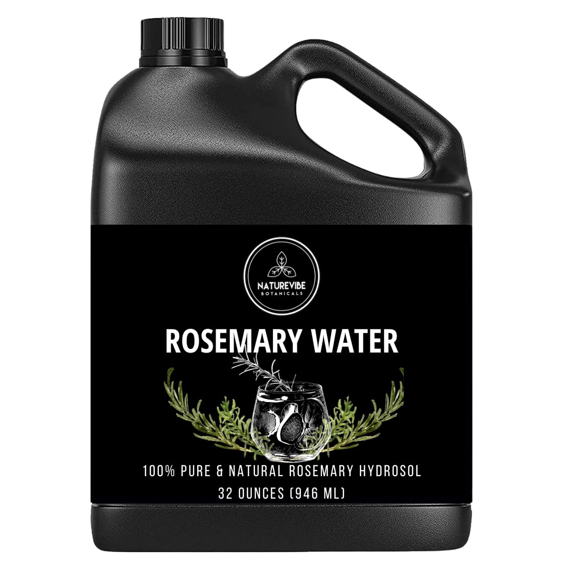 Naturevibe Botanicals Agua de Romero, botella hermética para uso diario en piel y cabello.