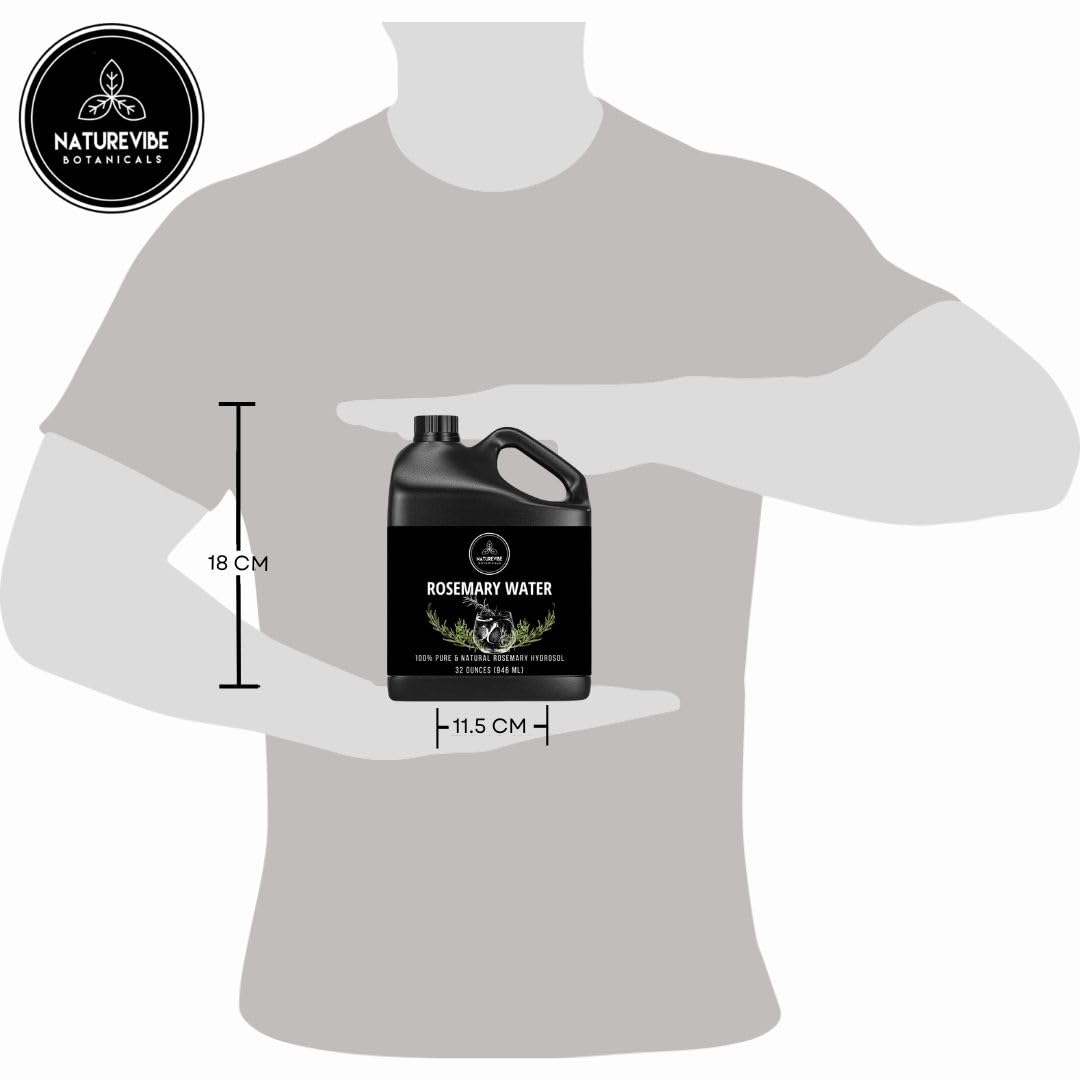 Naturevibe Botanicals Agua de Romero, frasco de 946 ml ideal para uso diario.