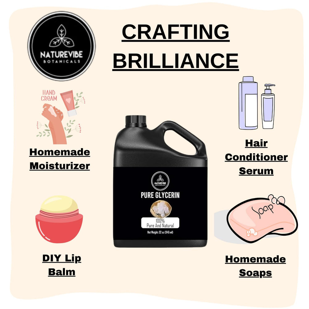 Naturevibe Botanicals Glicerina líquida, envase principal, producto 100% puro y natural