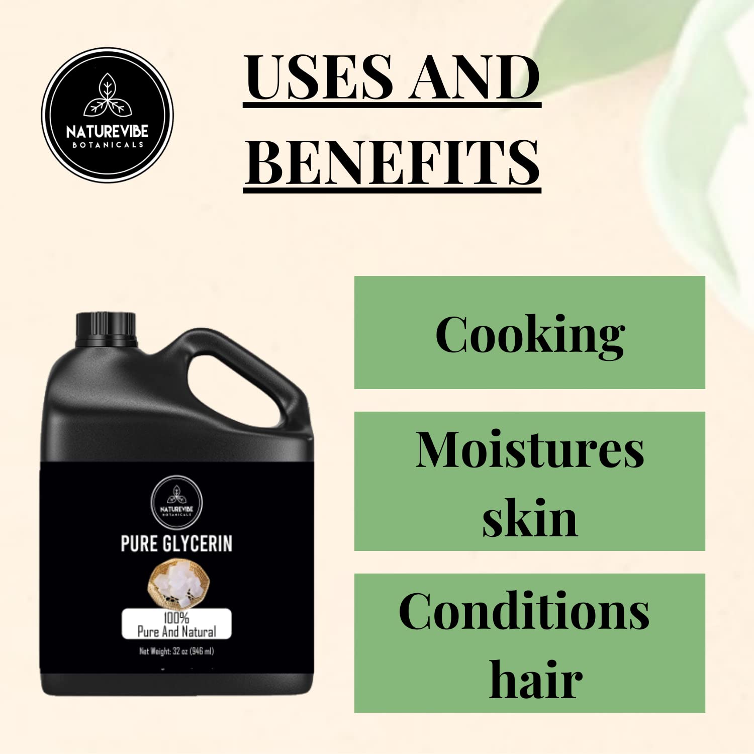 Naturevibe Botanicals Glicerina líquida, tapón dispensador, aplicación precisa y sin desperdicio