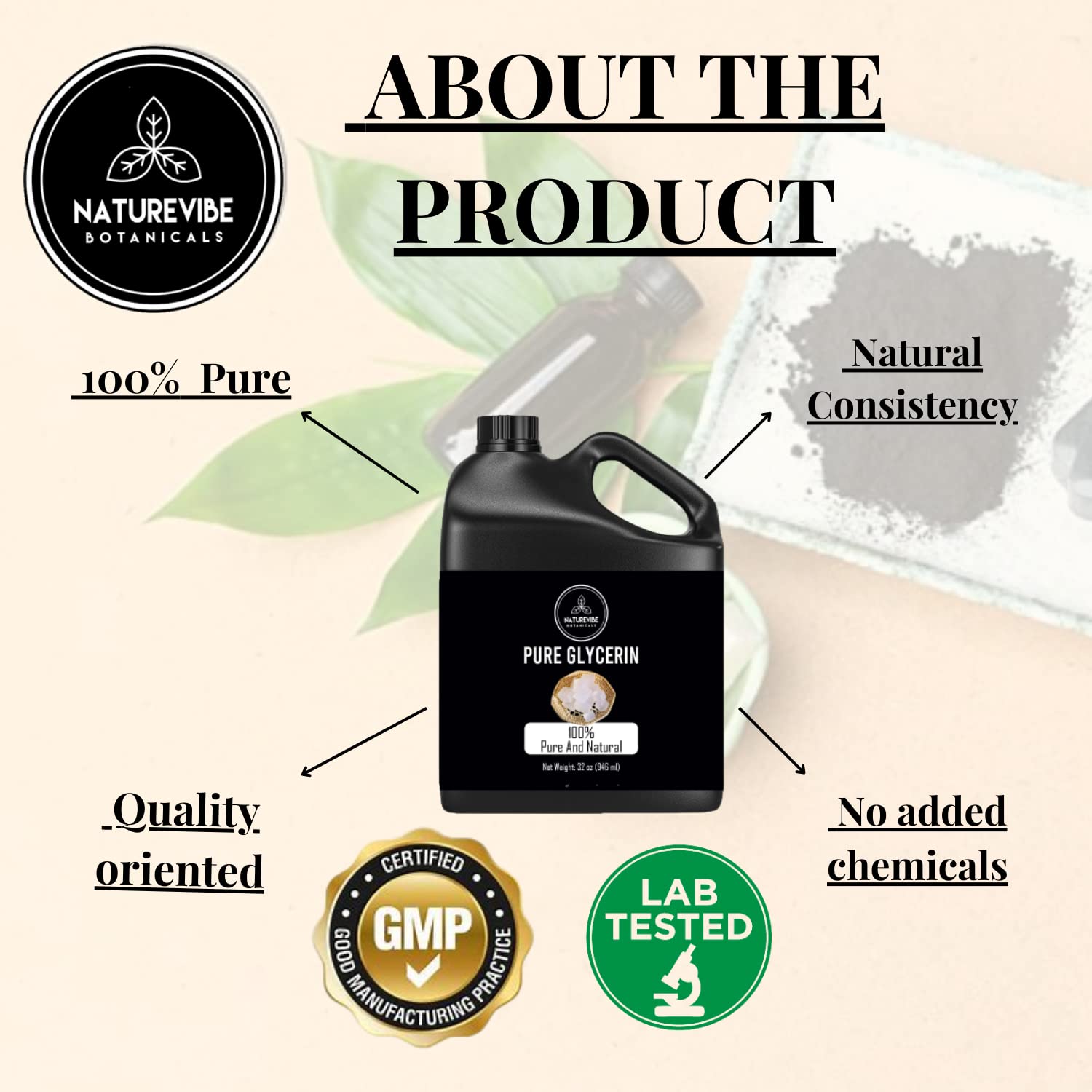 Naturevibe Botanicals Glicerina líquida, uso humectante, mejora brillo capilar