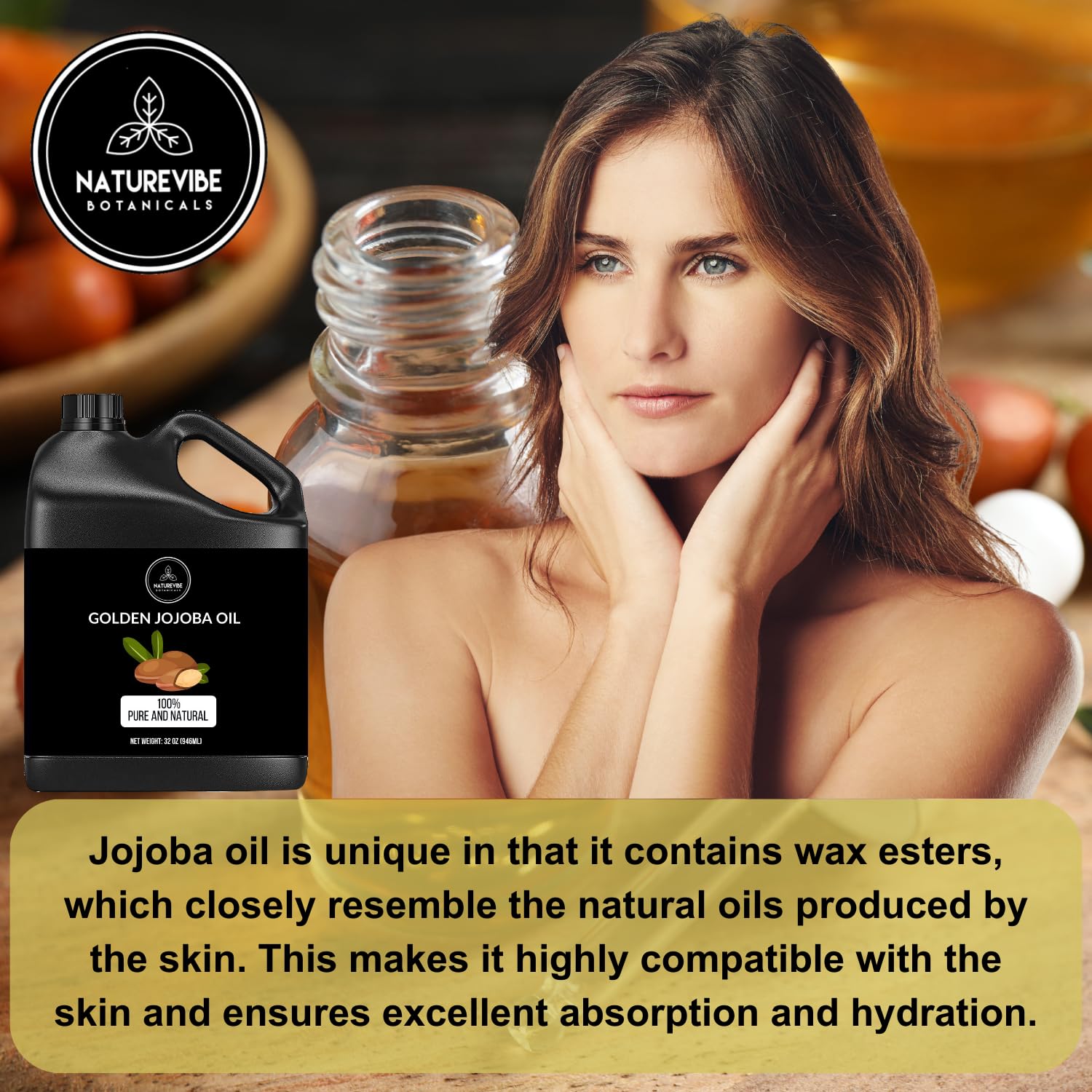 Naturevibe Botanicals Golden Jojoba Oil on skin demonstrating balanced moisture without heaviness.